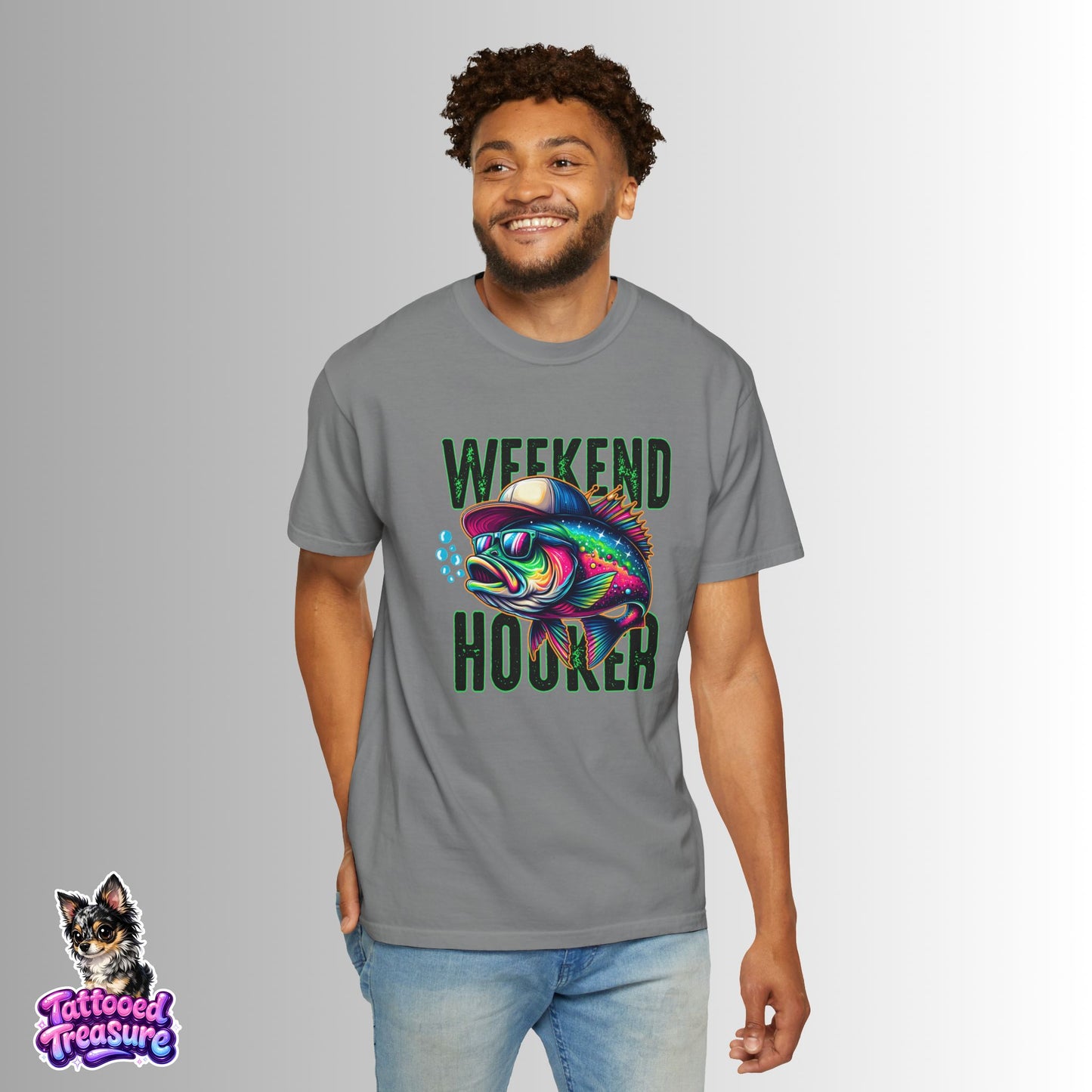 Weekend Hooker Fishing T-Shirt — Colorful Trout Graphic Tee for Anglers