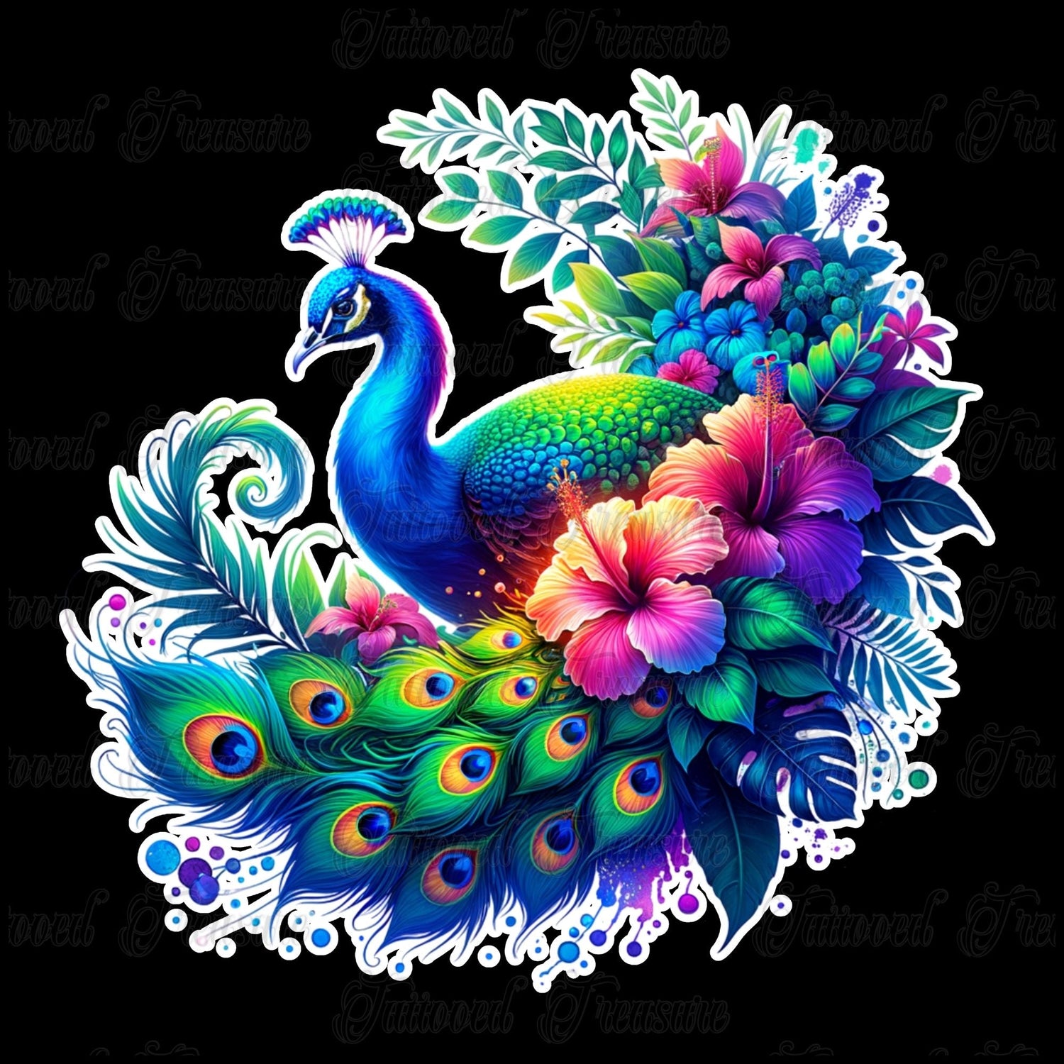 Tropical Floral Peacock