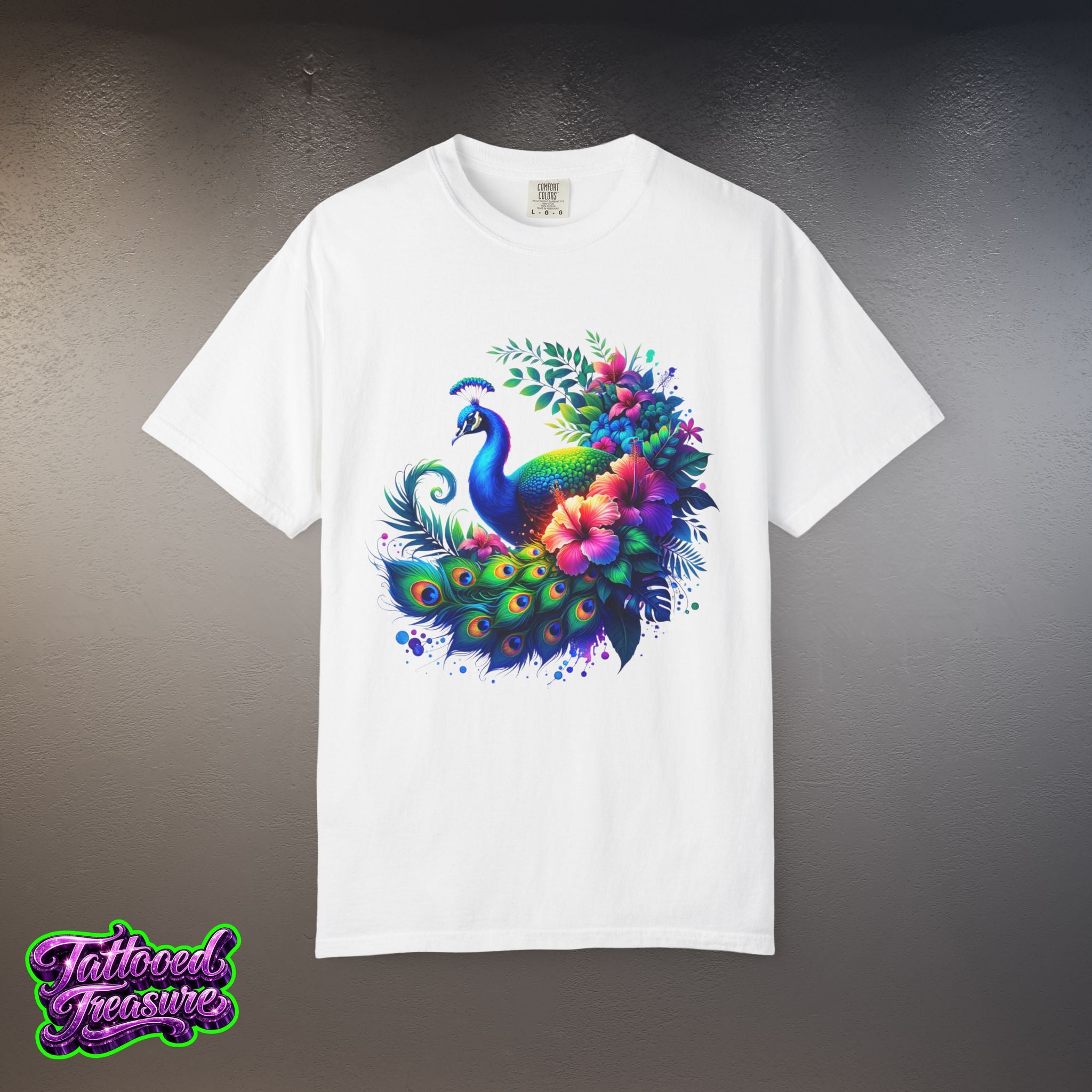 Peacock Floral T-Shirt — Vibrant Watercolor Peacock Tee