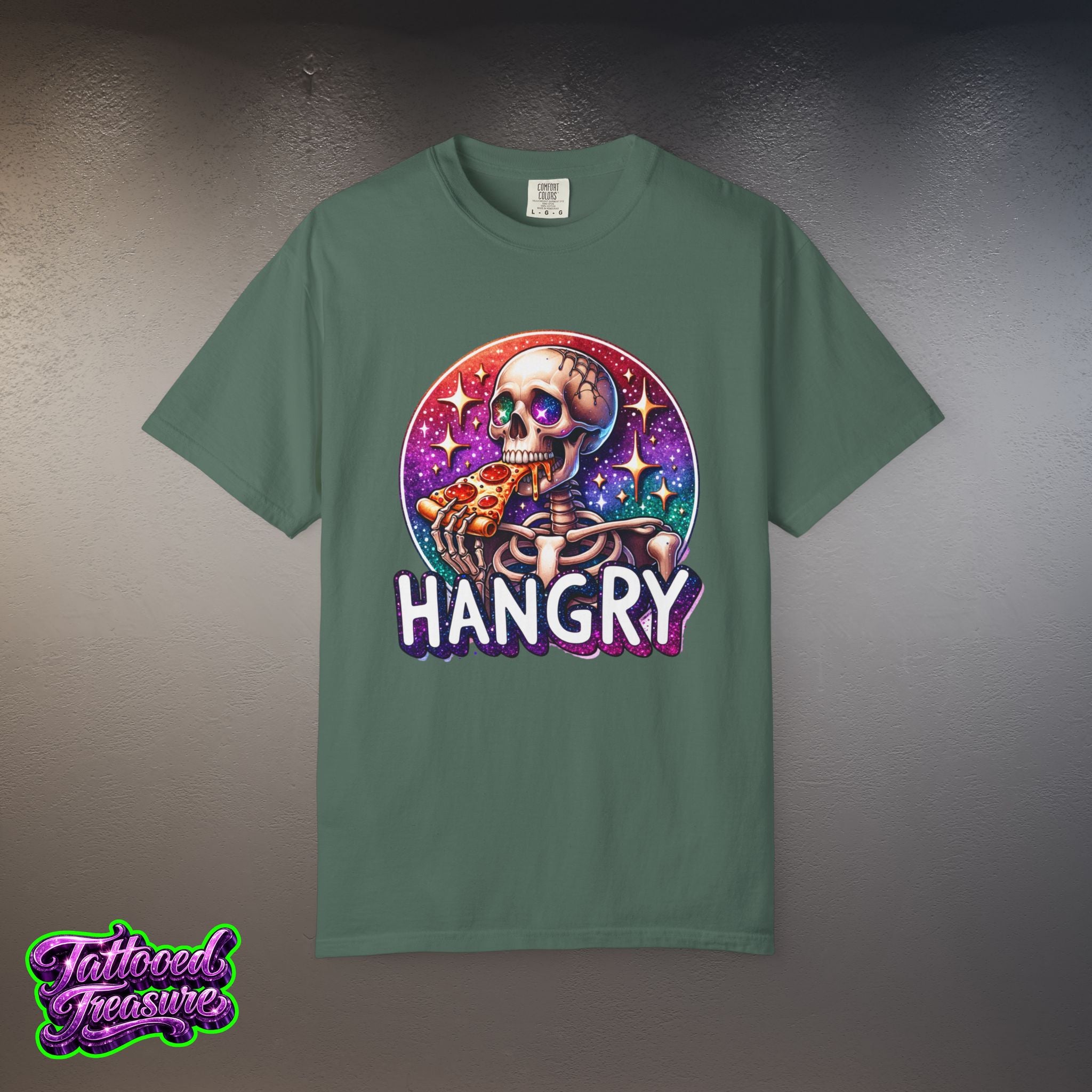 Hangry Skeleton Pizza T-Shirt — Cute Spooky Graphic Tee
