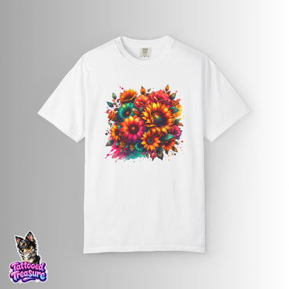 Sunflower Burst T-Shirt — Vibrant Floral Bouquet Graphic