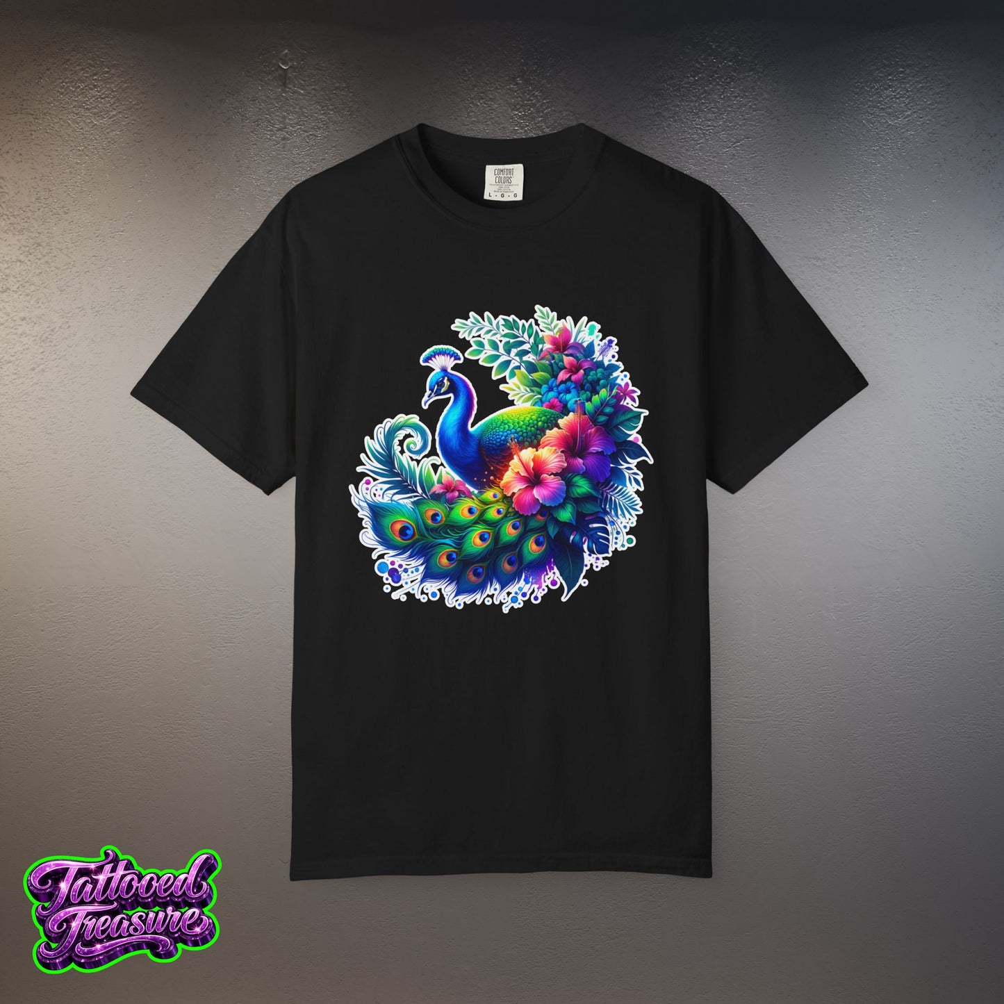 Peacock Floral T-Shirt — Vibrant Watercolor Peacock Tee