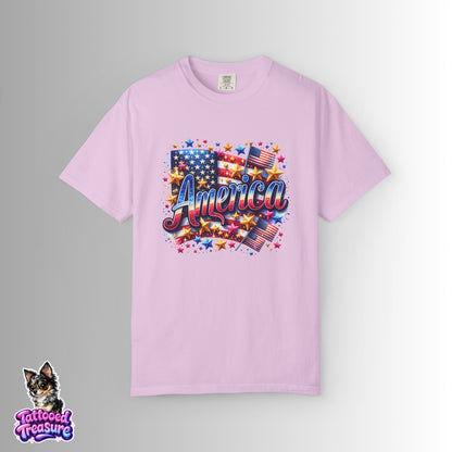 America Graphic T-Shirt — Patriotic USA Flag Design for 4th of July