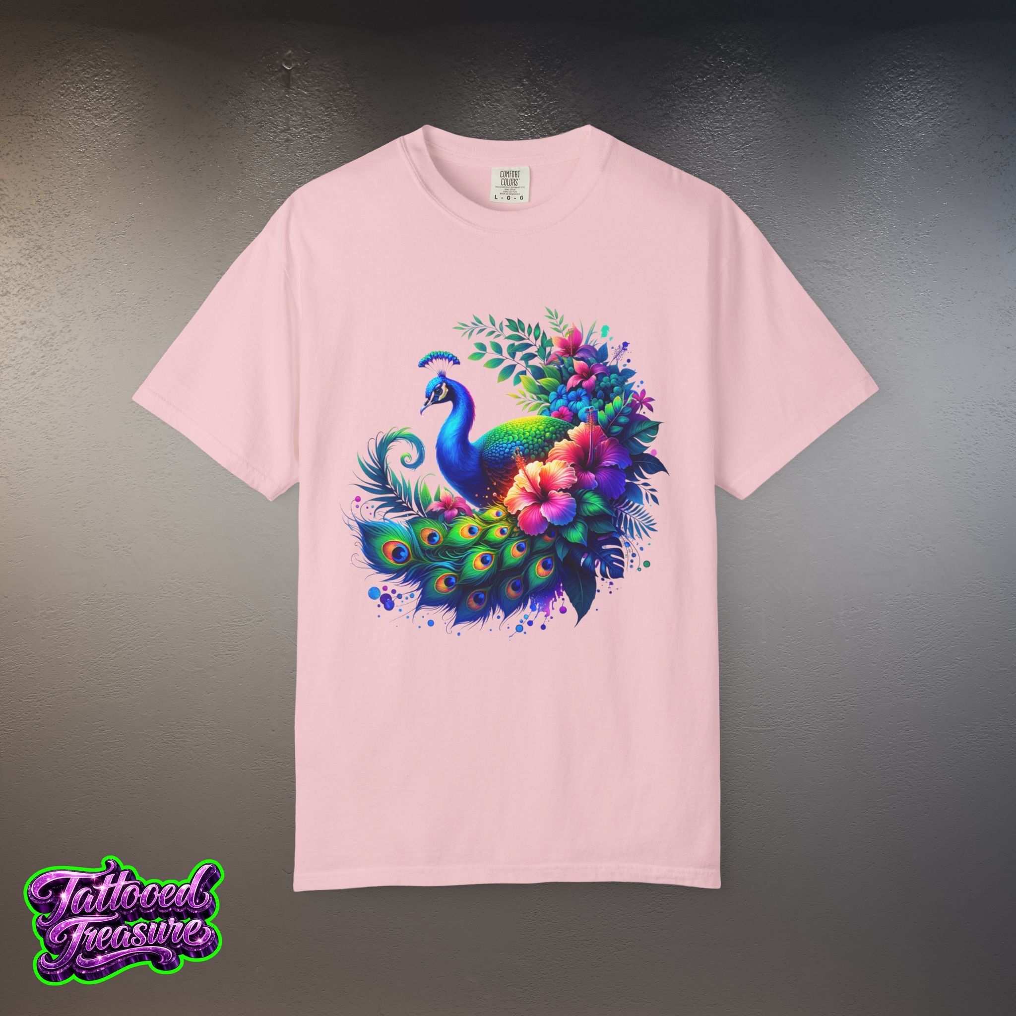 Peacock Floral T-Shirt — Vibrant Watercolor Peacock Tee