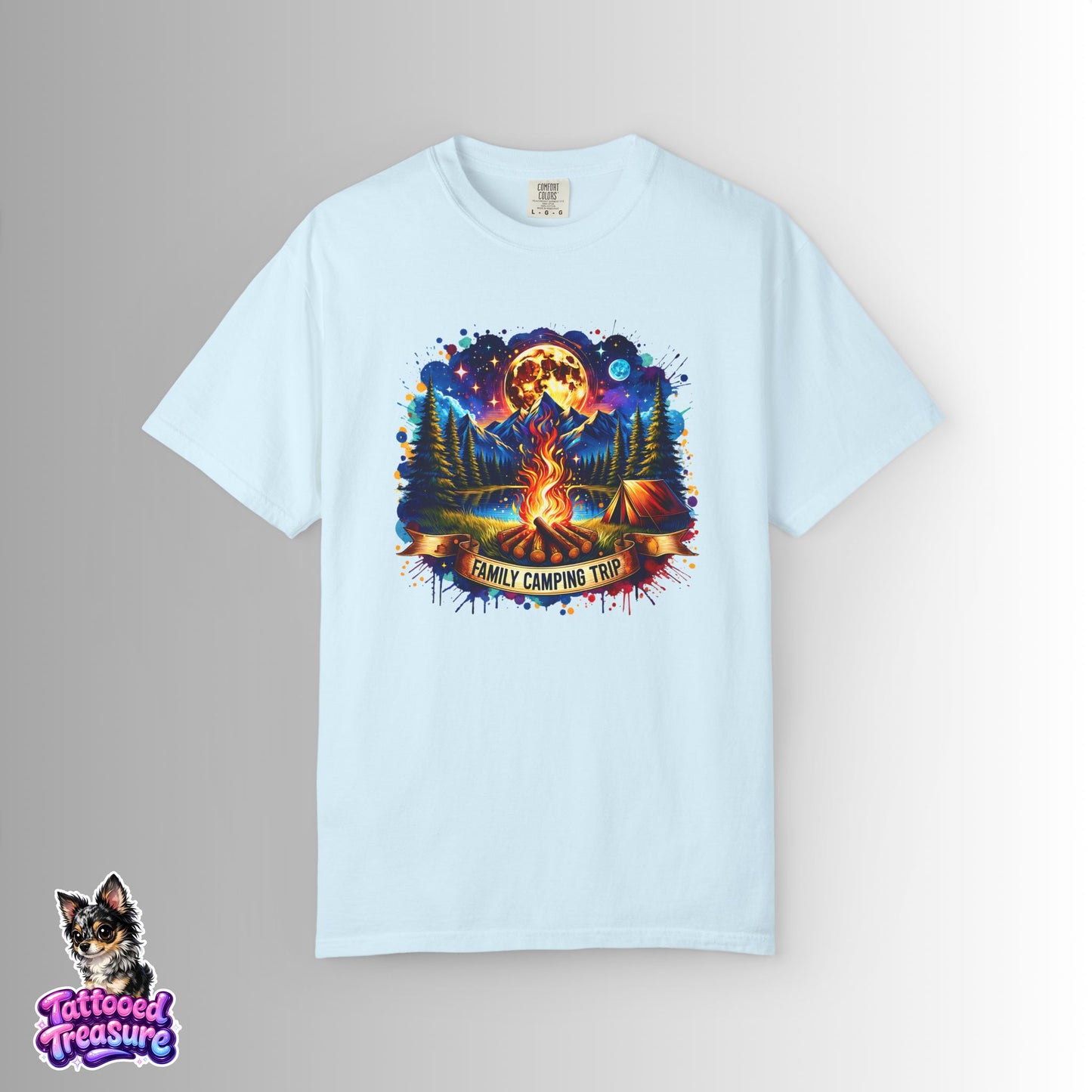 Camping Vibes T-Shirt — "Family Camping Trip" Campfire & Moon Graphic Tee