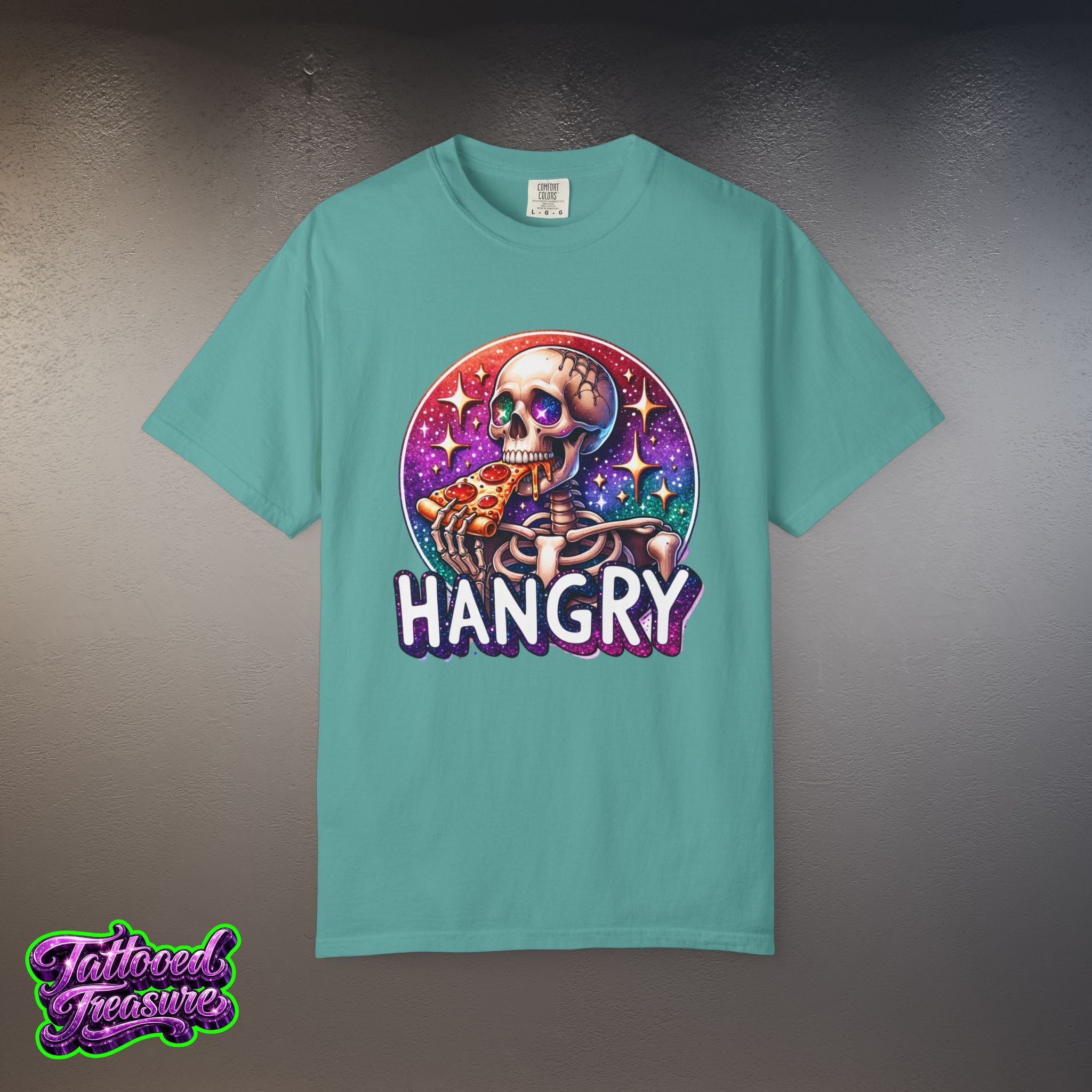 Hangry Skeleton Pizza T-Shirt — Cute Spooky Graphic Tee