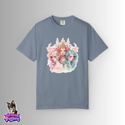 Pastel Sirens Art T-Shirt — Watercolor Triple Muse Design