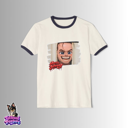 Scary The Shining Ringer T-Shirt — "Here's Johnny" Horror Graphic Tee