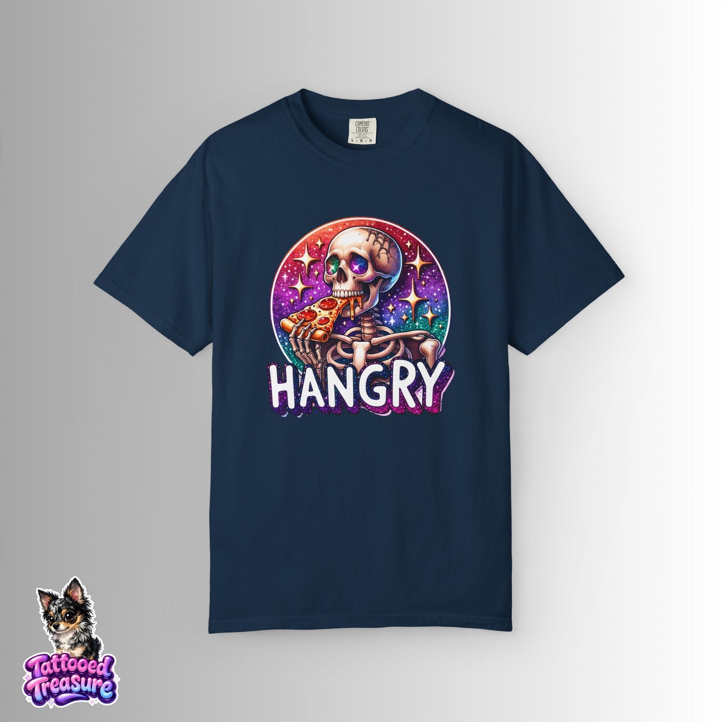 Hangry Skeleton Pizza T-Shirt — Cute Spooky Graphic Tee