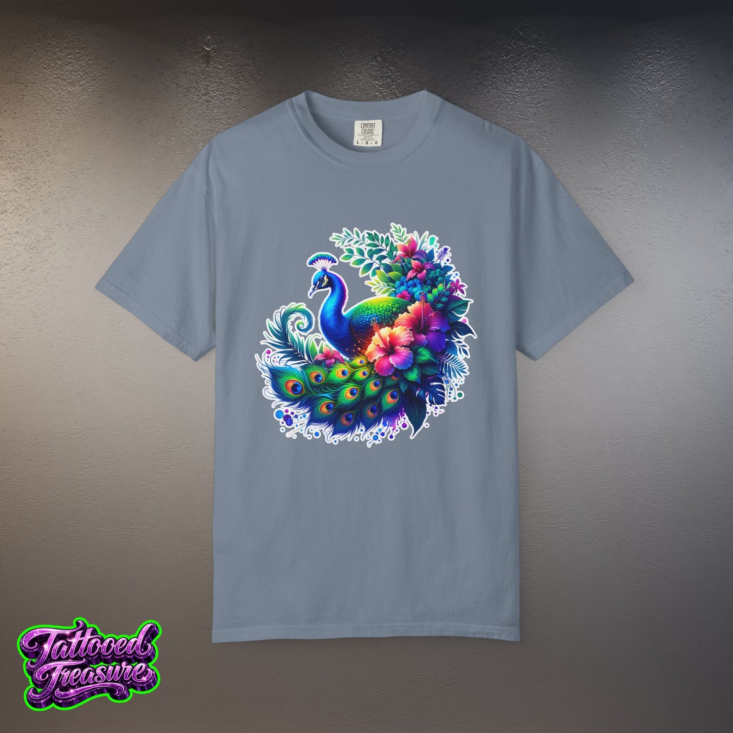 Peacock Floral T-Shirt — Vibrant Watercolor Peacock Tee