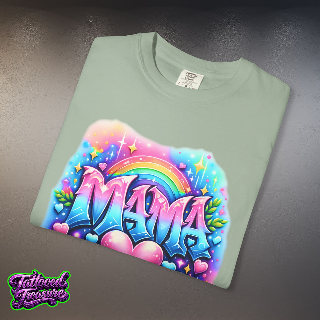 Mama Heart Rainbow T-Shirt — Colorful Neon Mom Tee
