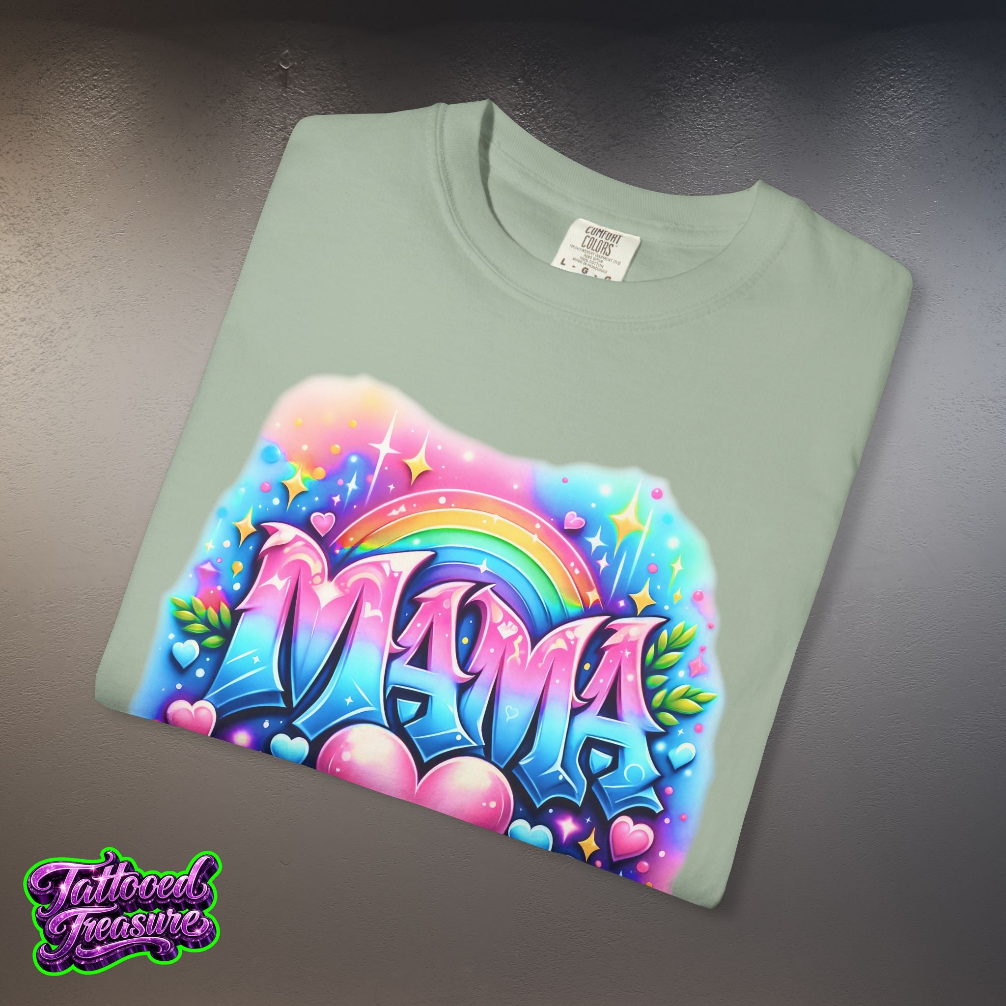 Mama Heart Rainbow T-Shirt — Colorful Neon Mom Tee