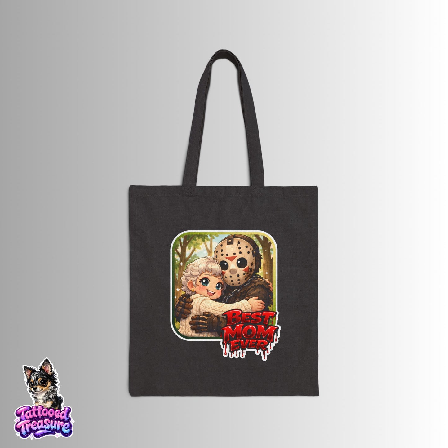Horror Mom Tote Bag – 'Best Mom Ever' Jason & Mother Canvas Tote