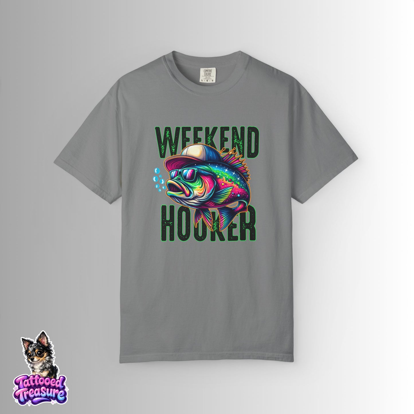 Weekend Hooker Fishing T-Shirt — Colorful Trout Graphic Tee for Anglers