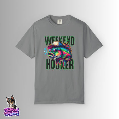 Weekend Hooker Fishing T-Shirt — Colorful Trout Graphic Tee for Anglers