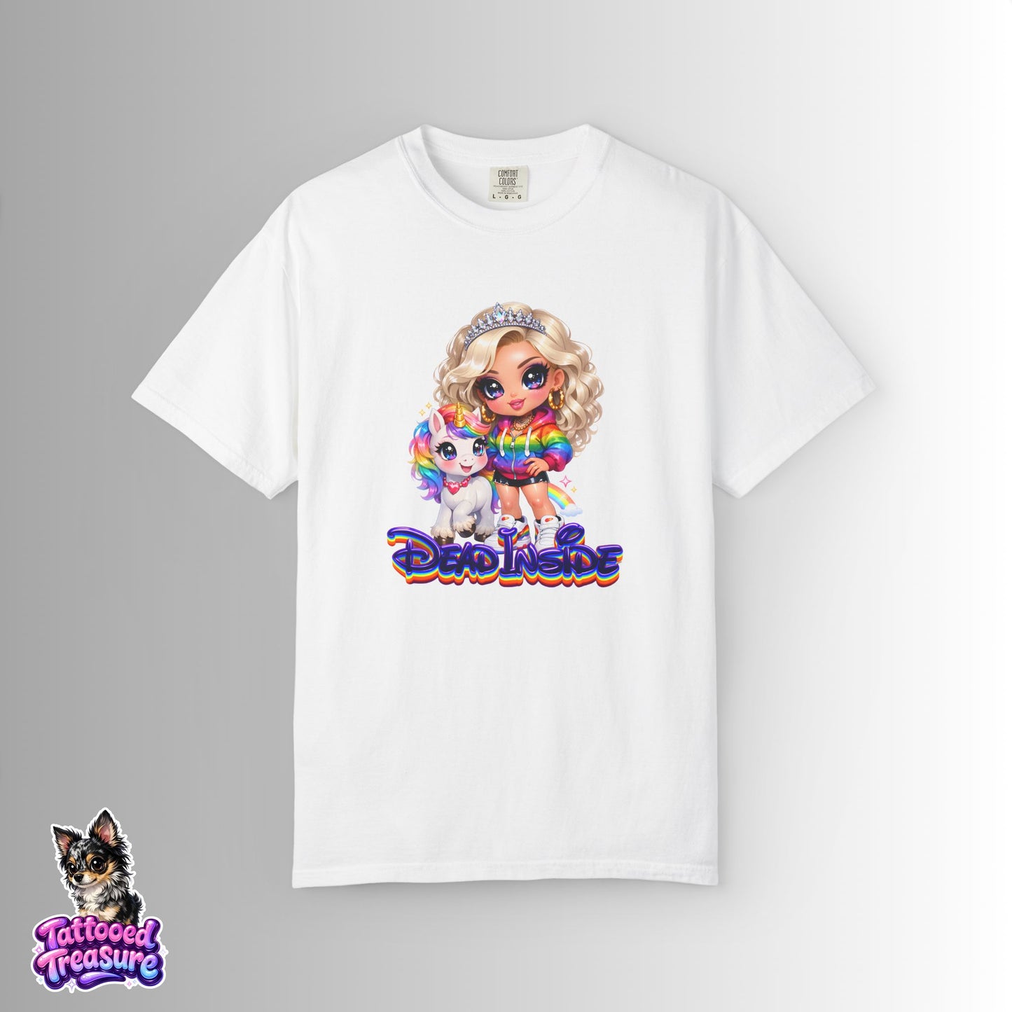Dead Inside Rainbow Girl T-Shirt — Cute Chibi with Unicorn Pet