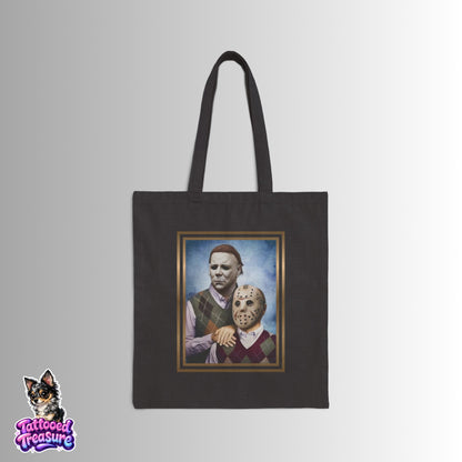 Vintage Step Brothers Portrait Tote Bag — Michael Myers & Jason Canvas Tote