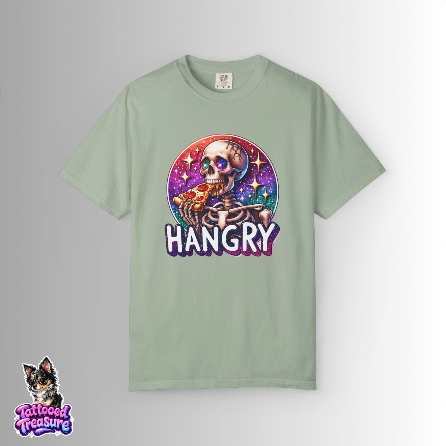 Hangry Skeleton Pizza T-Shirt — Cute Spooky Graphic Tee