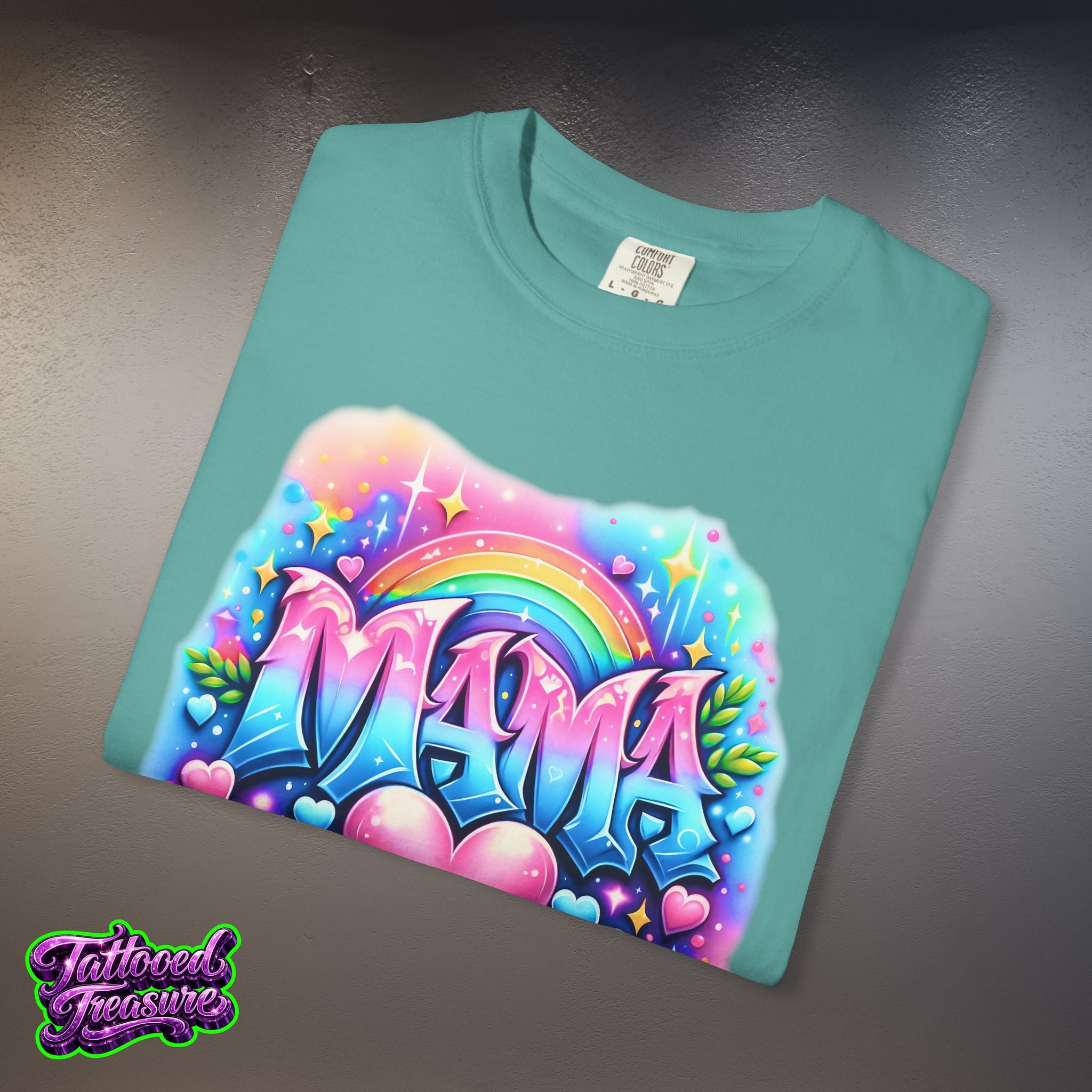 Mama Heart Rainbow T-Shirt — Colorful Neon Mom Tee