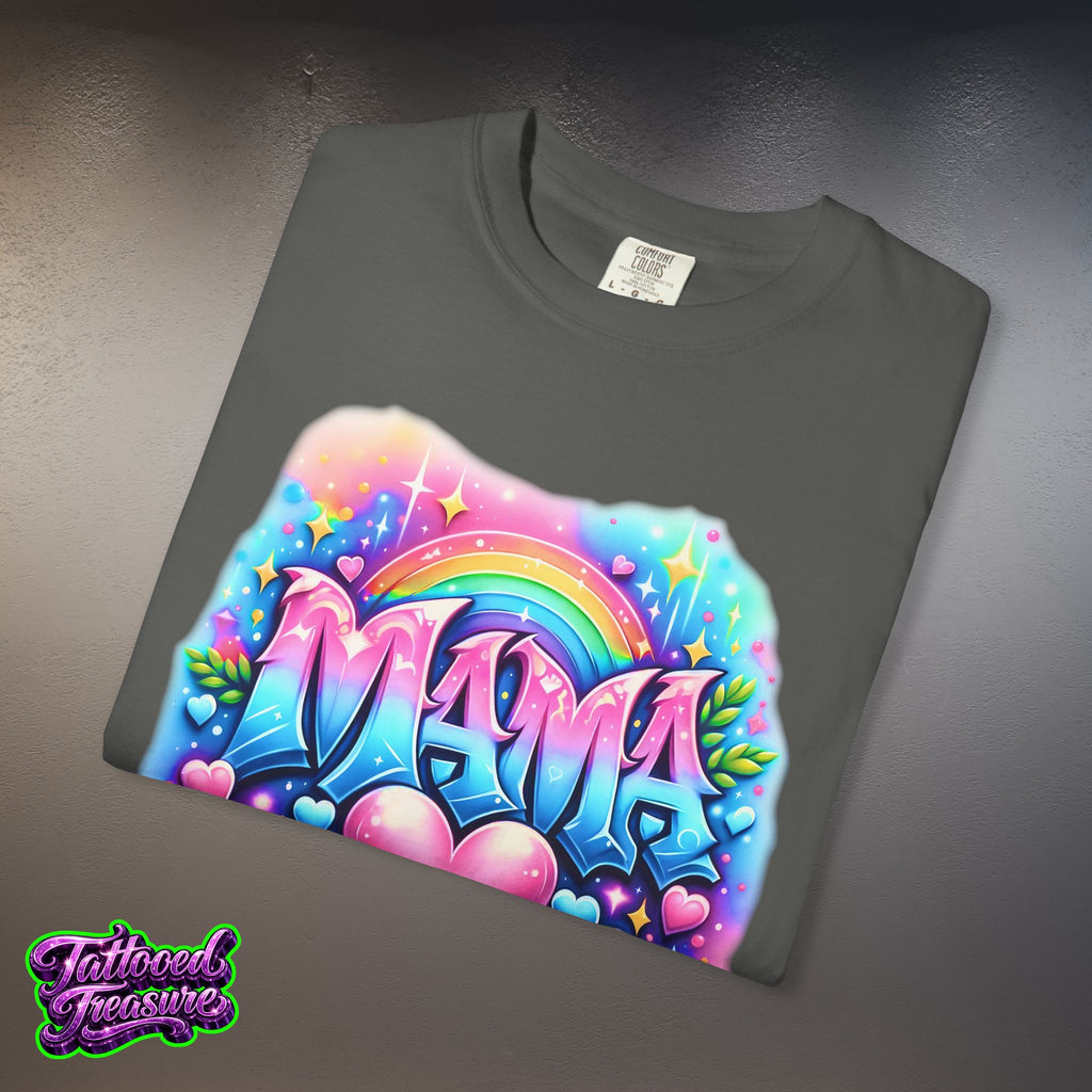 Mama Heart Rainbow T-Shirt — Colorful Neon Mom Tee