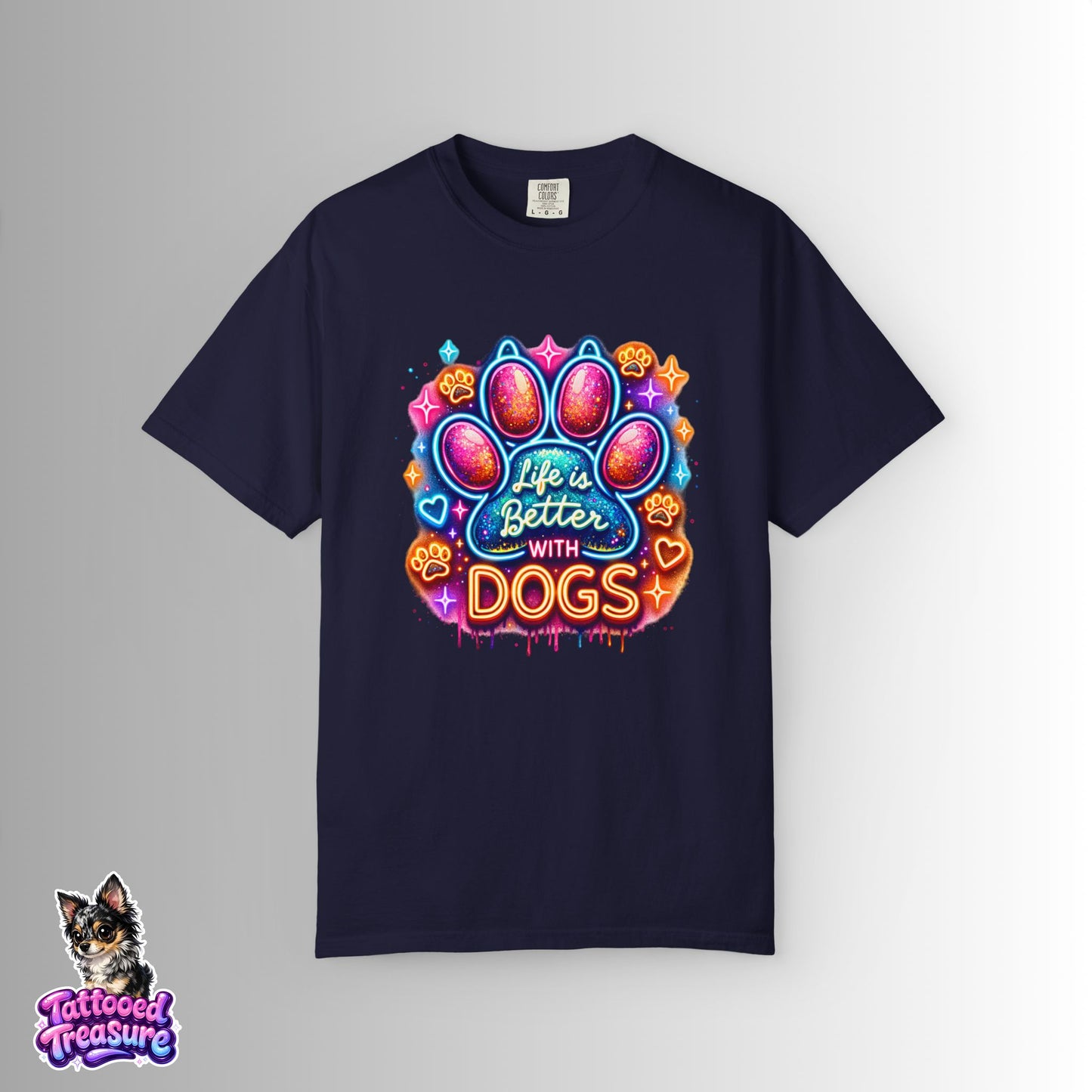 Life Is Better With Dogs T-Shirt — Colorful Paw Graphic Tee for Dog Lovers