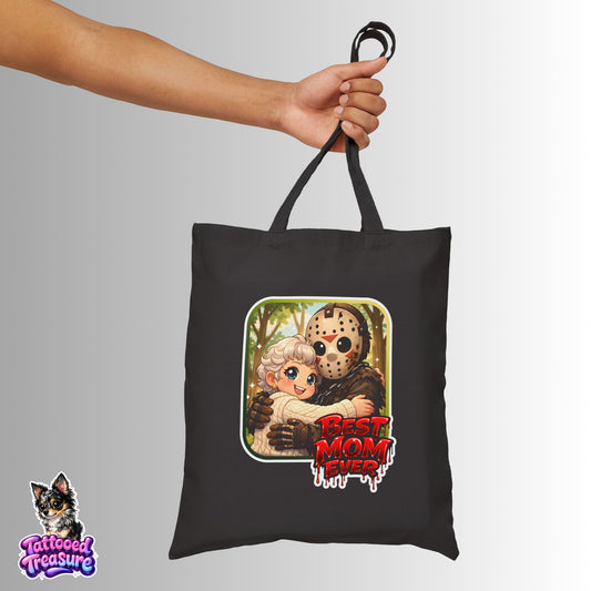 Horror Mom Tote Bag – 'Best Mom Ever' Jason & Mother Canvas Tote