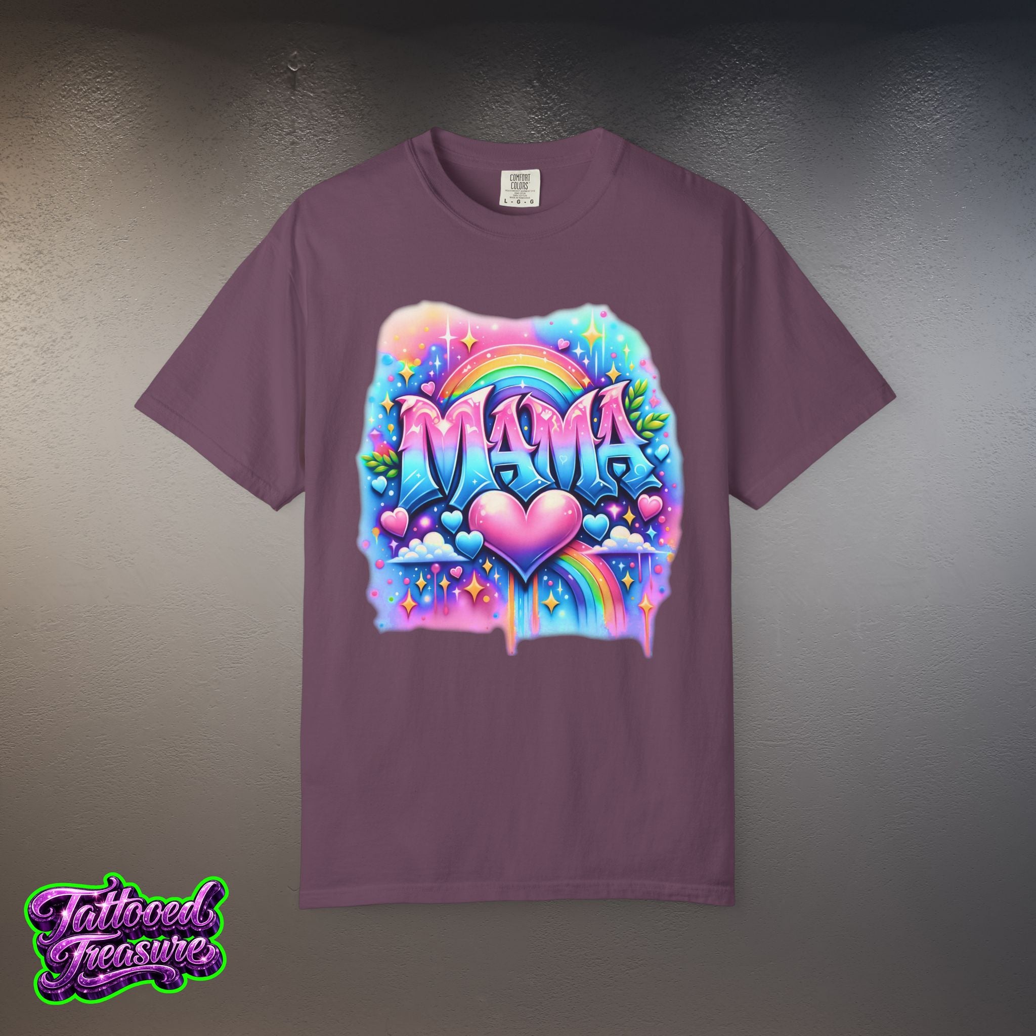 Mama Heart Rainbow T-Shirt — Colorful Neon Mom Tee