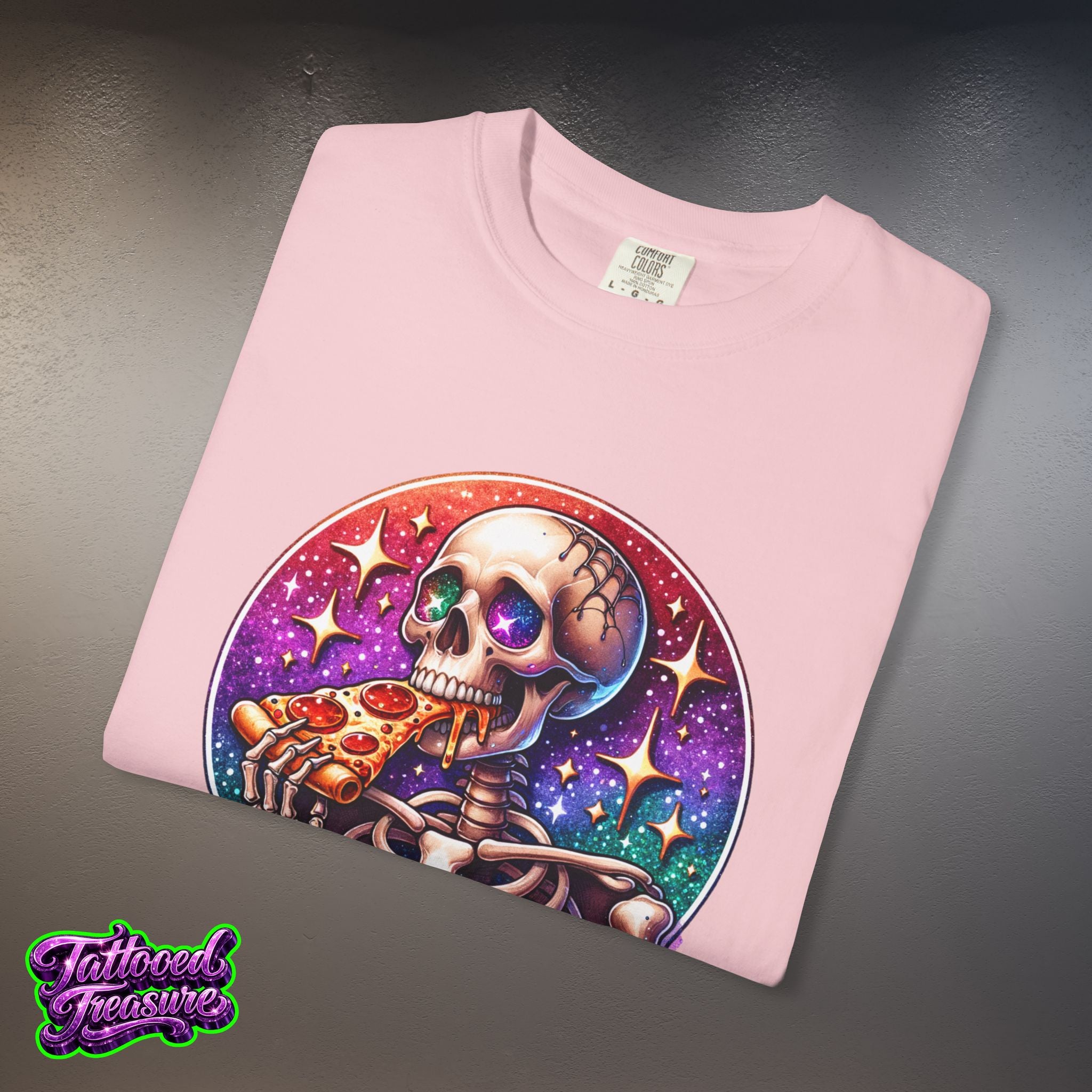 Hangry Skeleton Pizza T-Shirt — Cute Spooky Graphic Tee