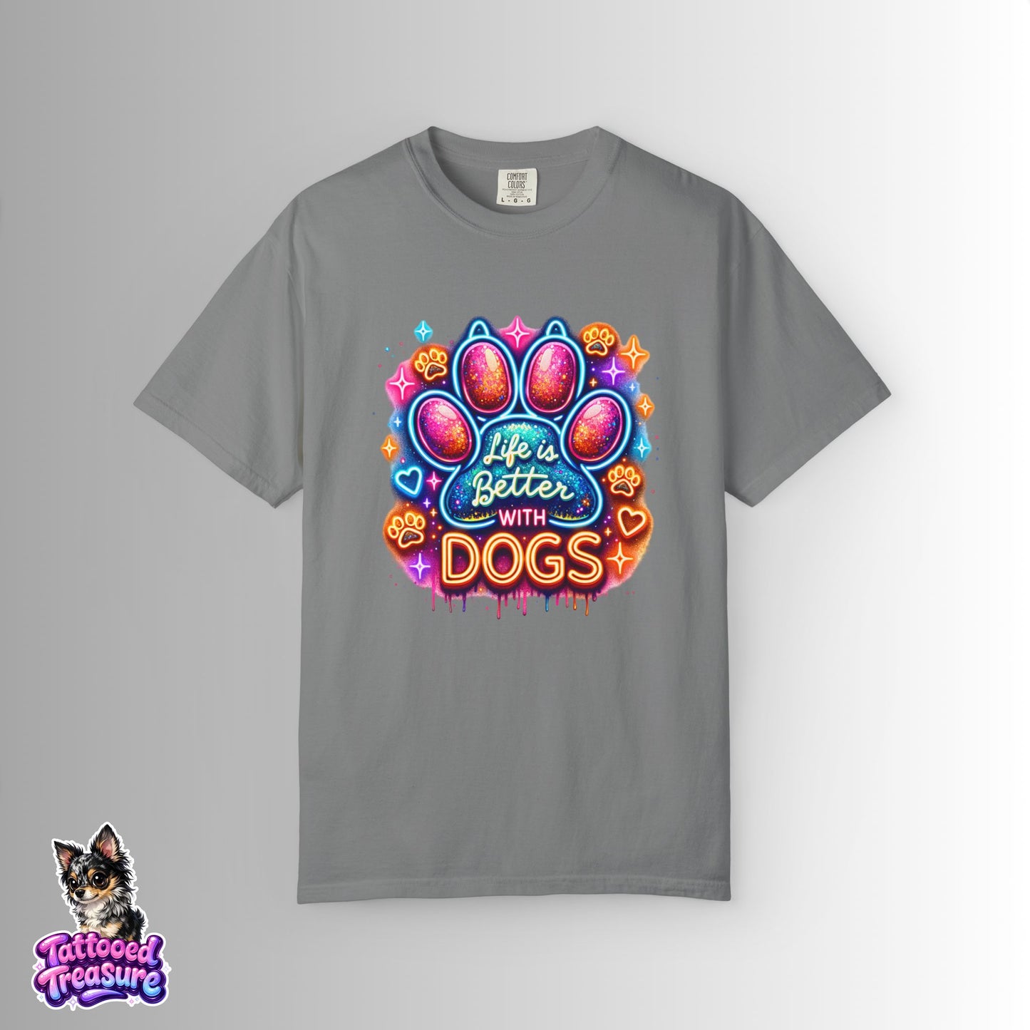 Life Is Better With Dogs T-Shirt — Colorful Paw Graphic Tee for Dog Lovers
