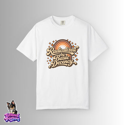 "Radicalized by Basic Decency" | Retro Rainbow Tee