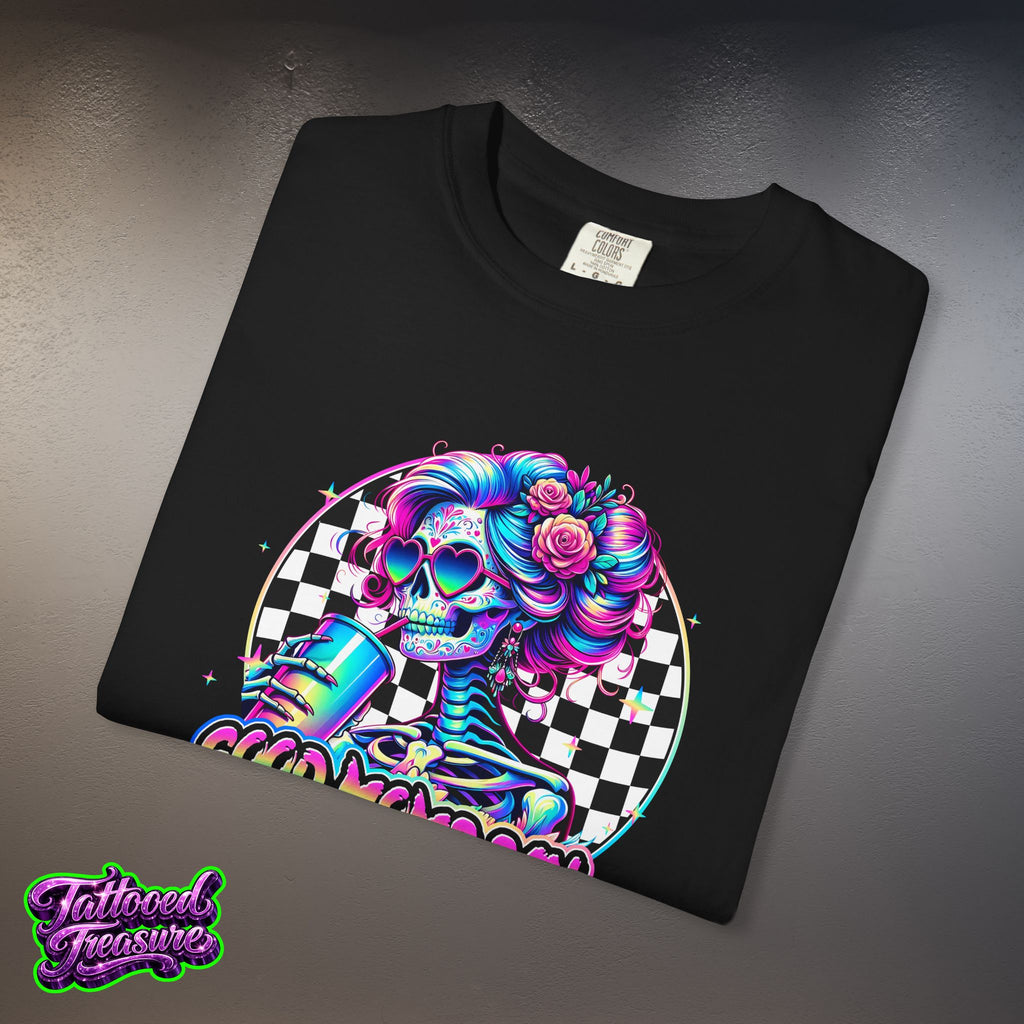 Bad Words Skull Tee — “Good Moms Say Bad Words” Retro Checkerboard T-Shirt