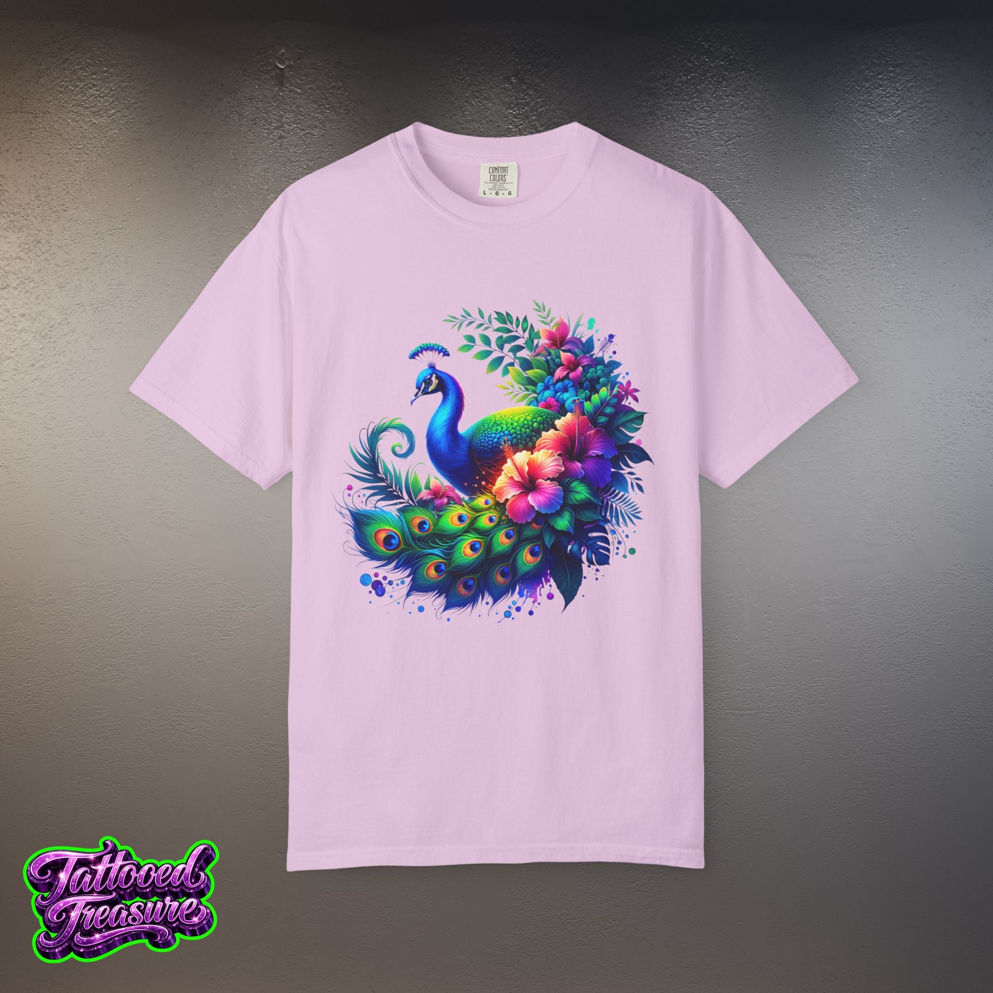 Peacock Floral T-Shirt — Vibrant Watercolor Peacock Tee