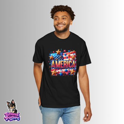 America Flag Stars T-Shirt — Patriotic 4th of July Graphic Tee