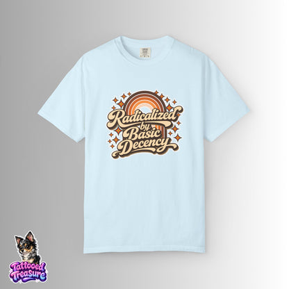 "Radicalized by Basic Decency" | Retro Rainbow Tee