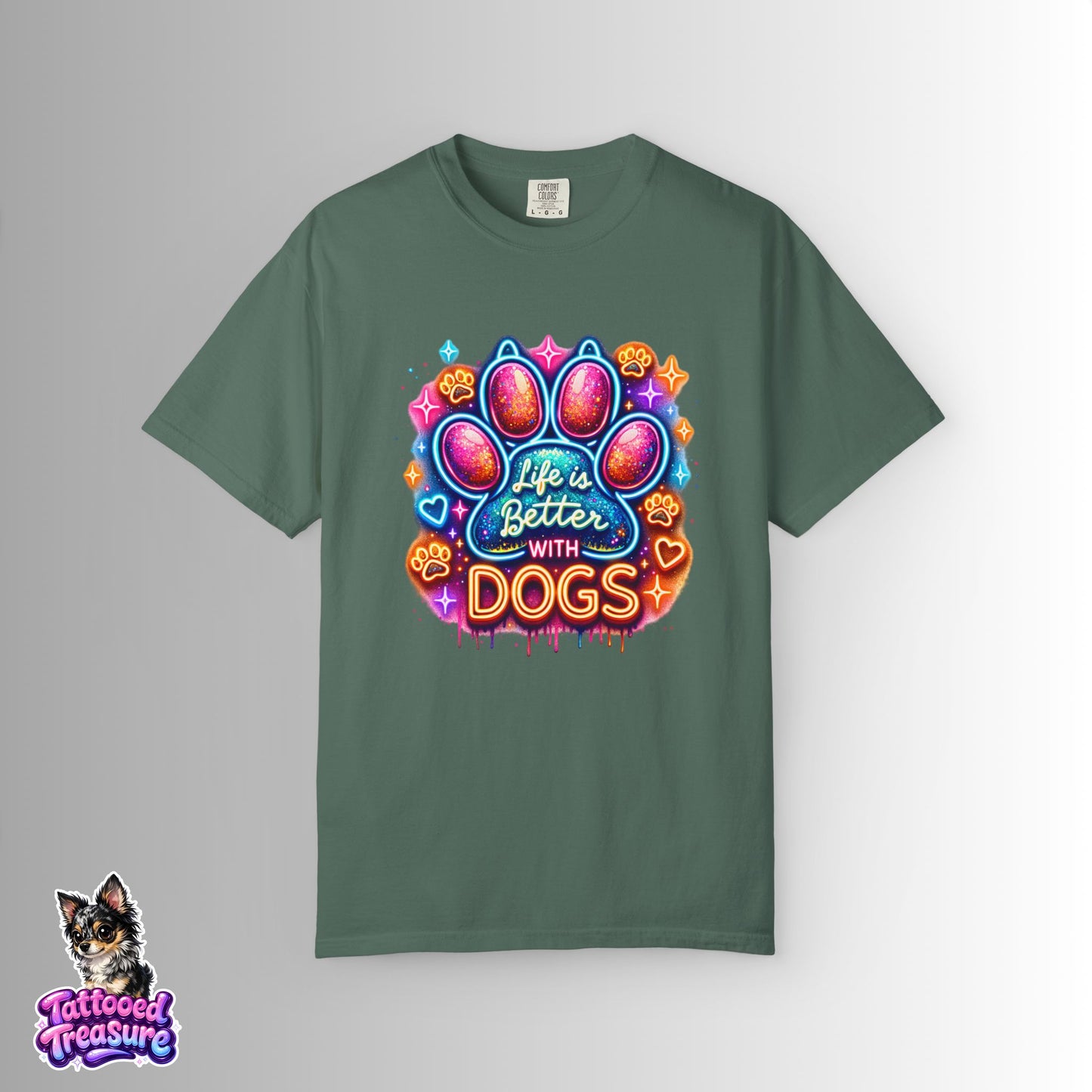 Life Is Better With Dogs T-Shirt — Colorful Paw Graphic Tee for Dog Lovers