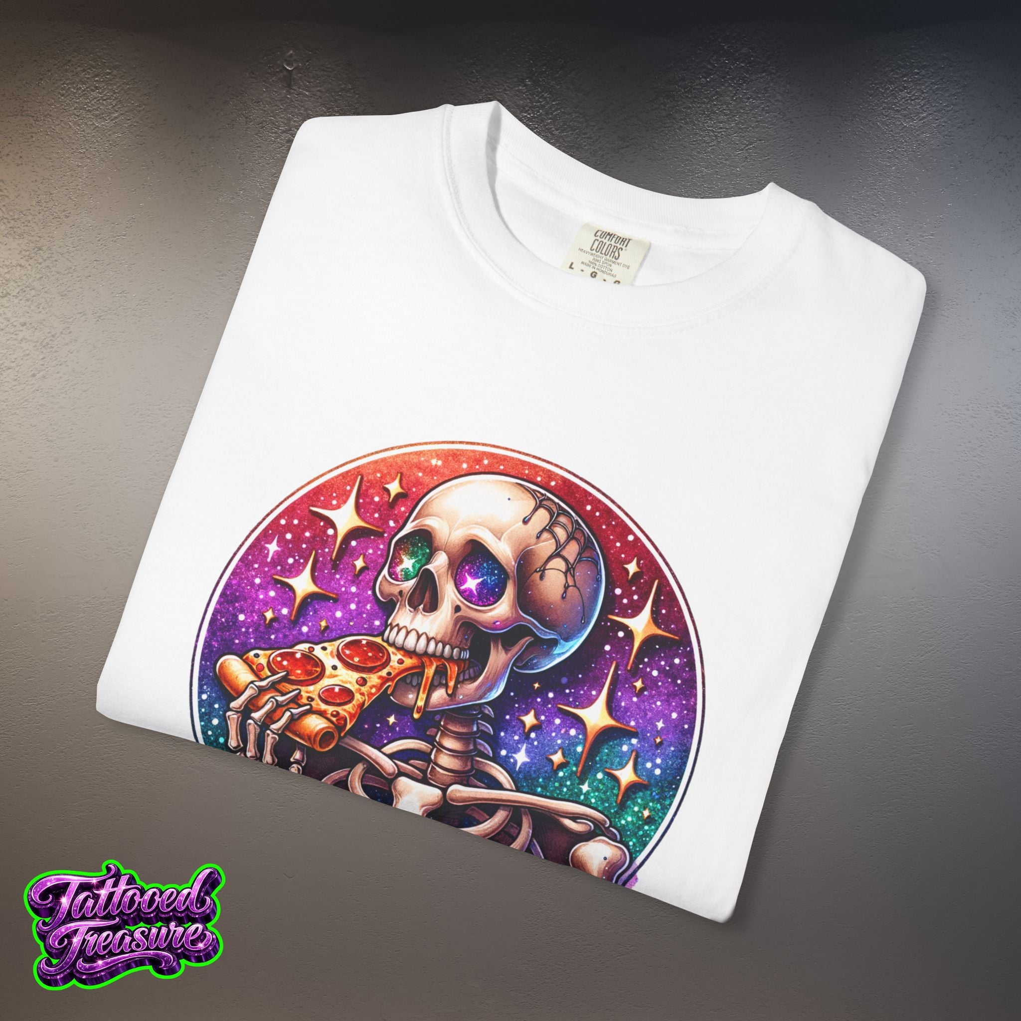 Hangry Skeleton Pizza T-Shirt — Cute Spooky Graphic Tee