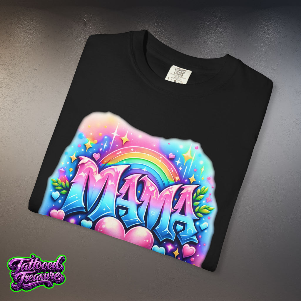 Mama Heart Rainbow T-Shirt — Colorful Neon Mom Tee