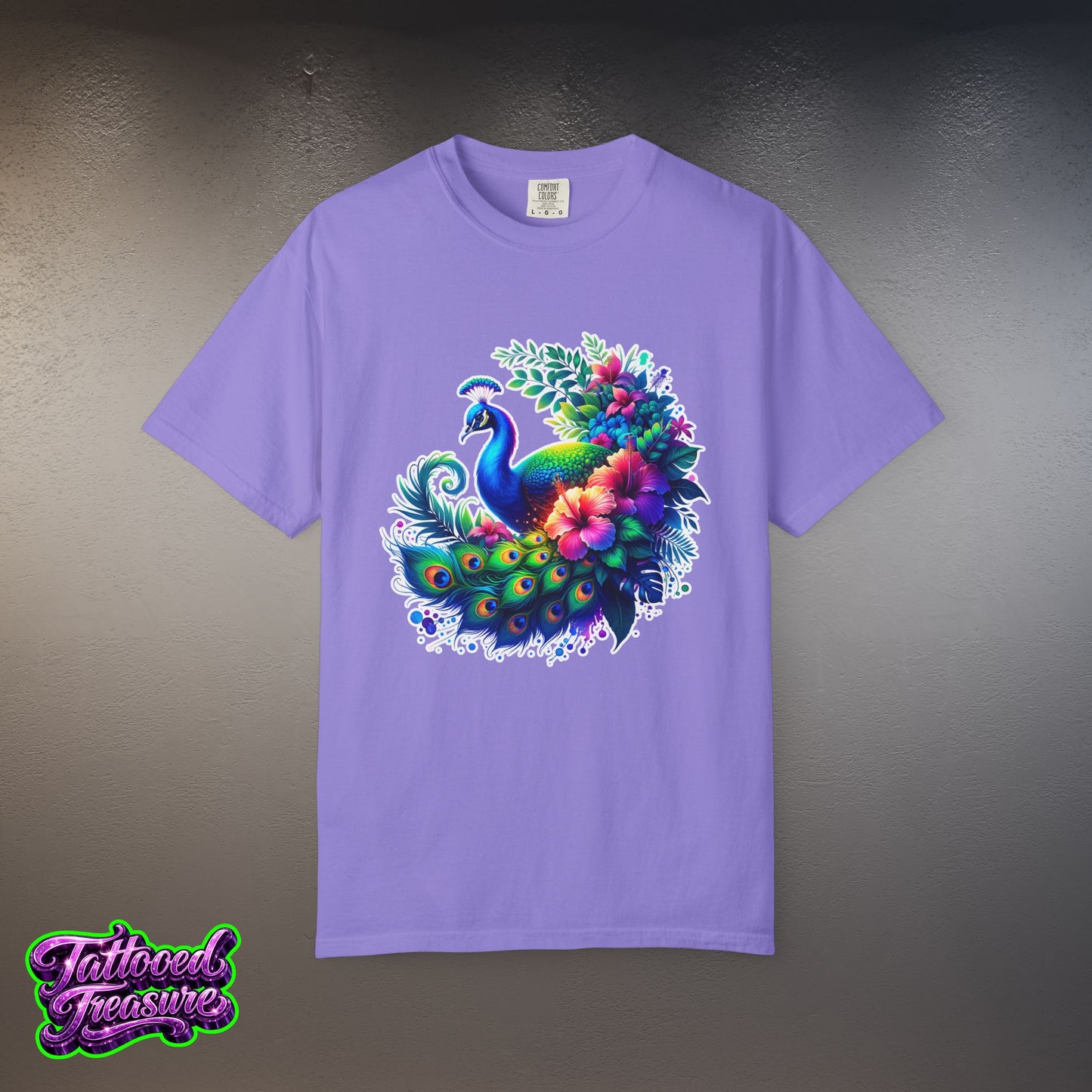 Peacock Floral T-Shirt — Vibrant Watercolor Peacock Tee