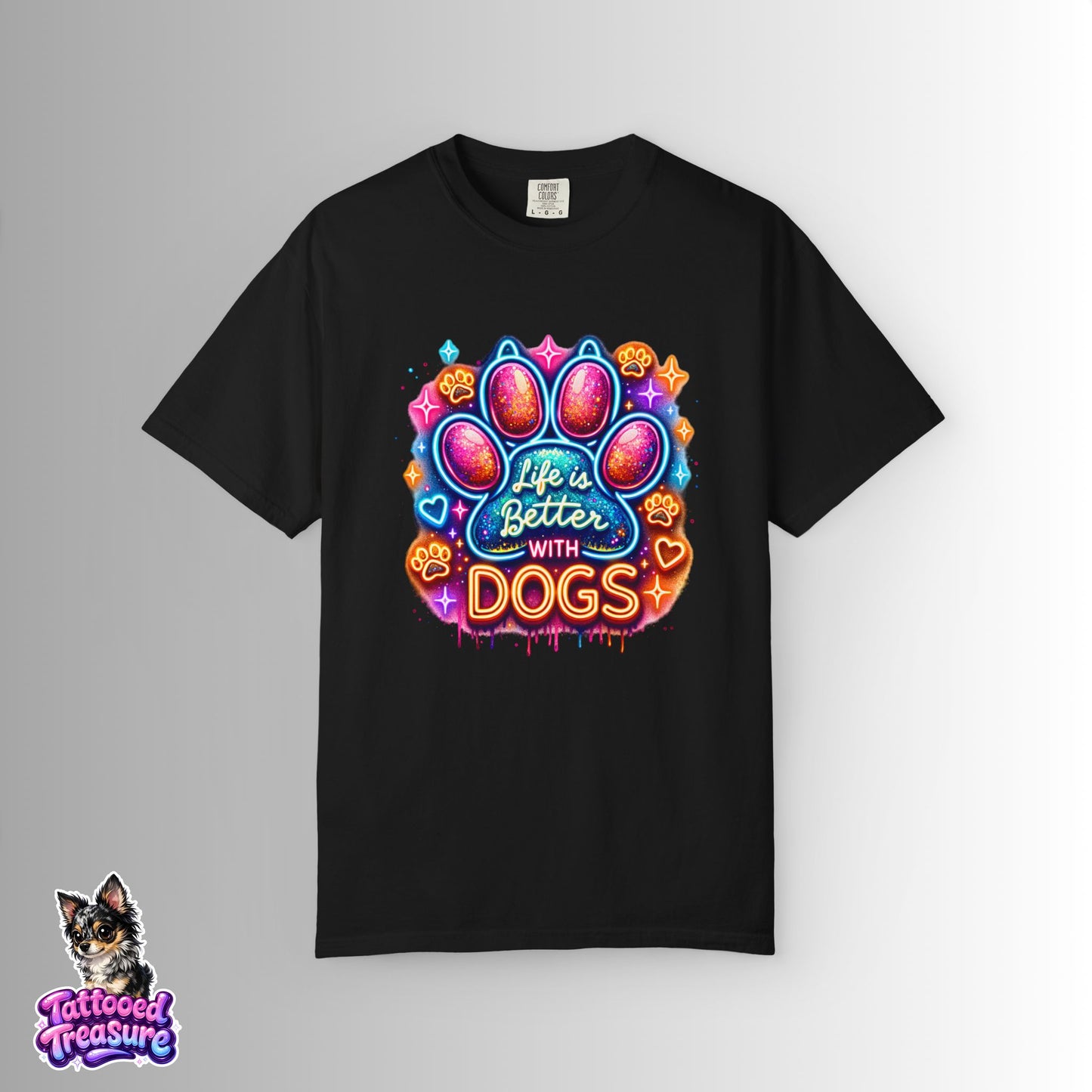 Life Is Better With Dogs T-Shirt — Colorful Paw Graphic Tee for Dog Lovers