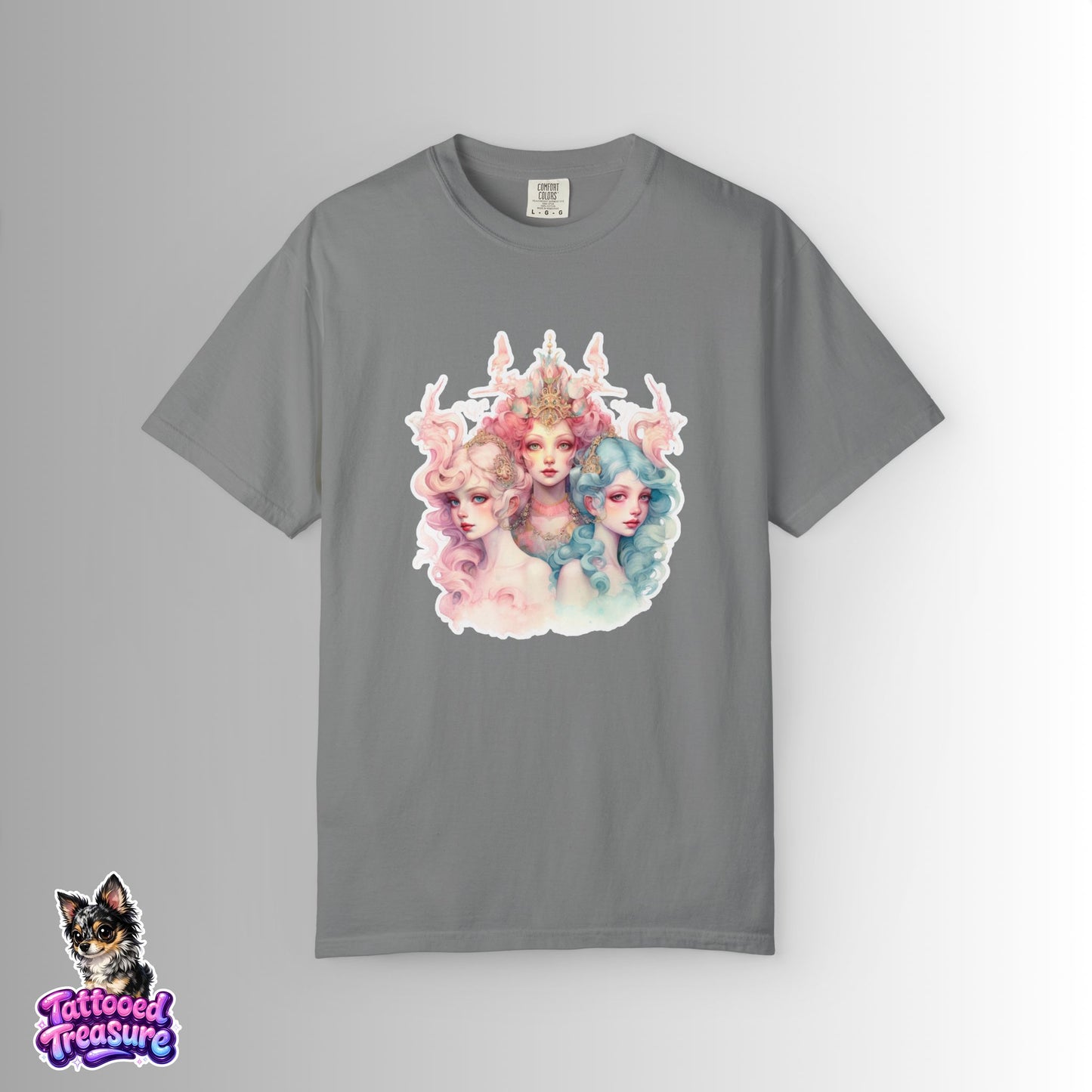 Pastel Sirens Art T-Shirt — Watercolor Triple Muse Design