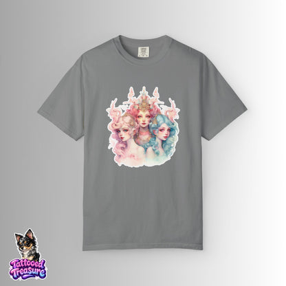 Pastel Sirens Art T-Shirt — Watercolor Triple Muse Design