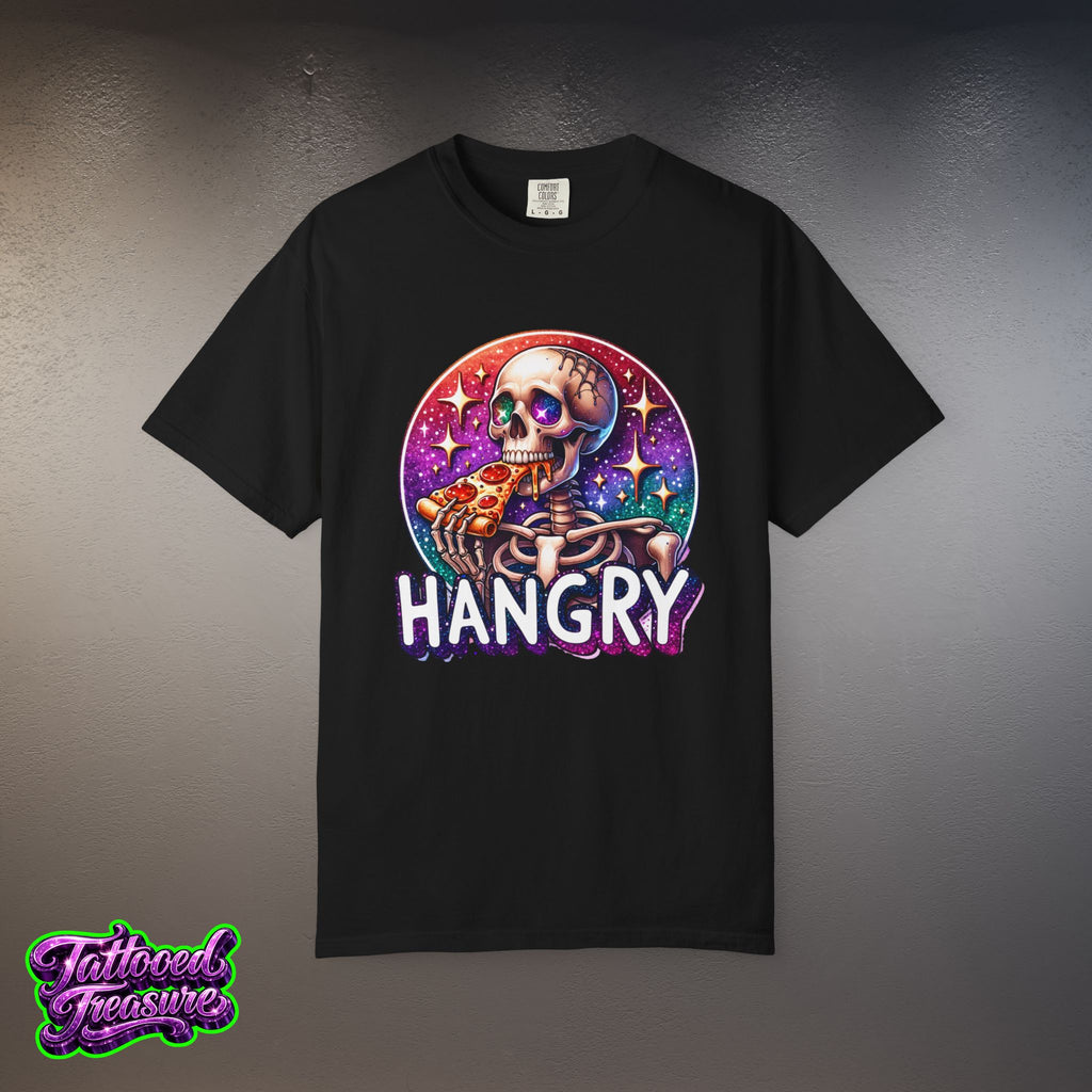 Hangry Skeleton Pizza T-Shirt — Cute Spooky Graphic Tee