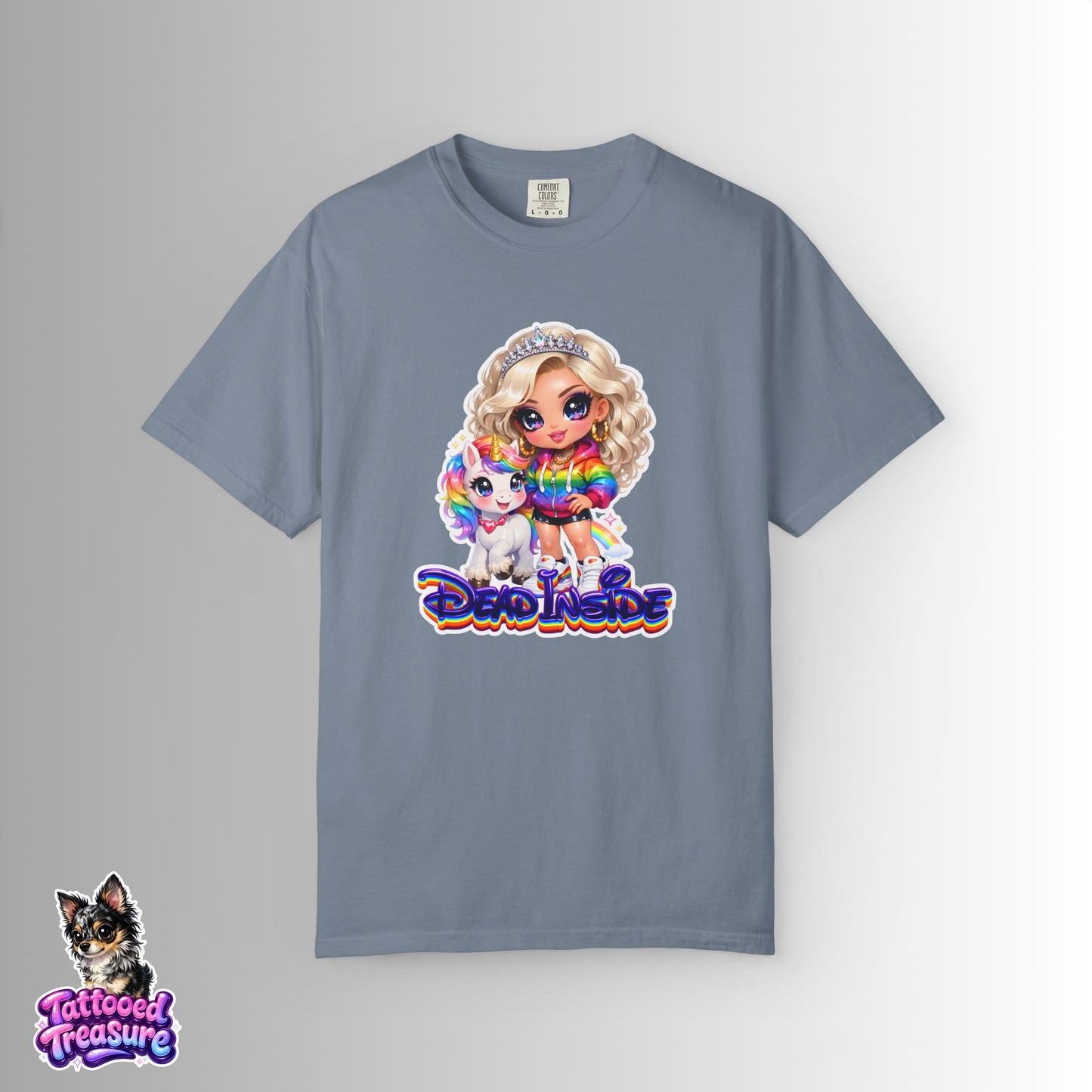 Dead Inside Rainbow Girl T-Shirt — Cute Chibi with Unicorn Pet