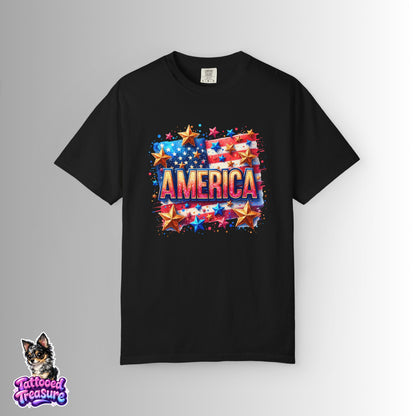 America Flag Stars T-Shirt — Patriotic 4th of July Graphic Tee