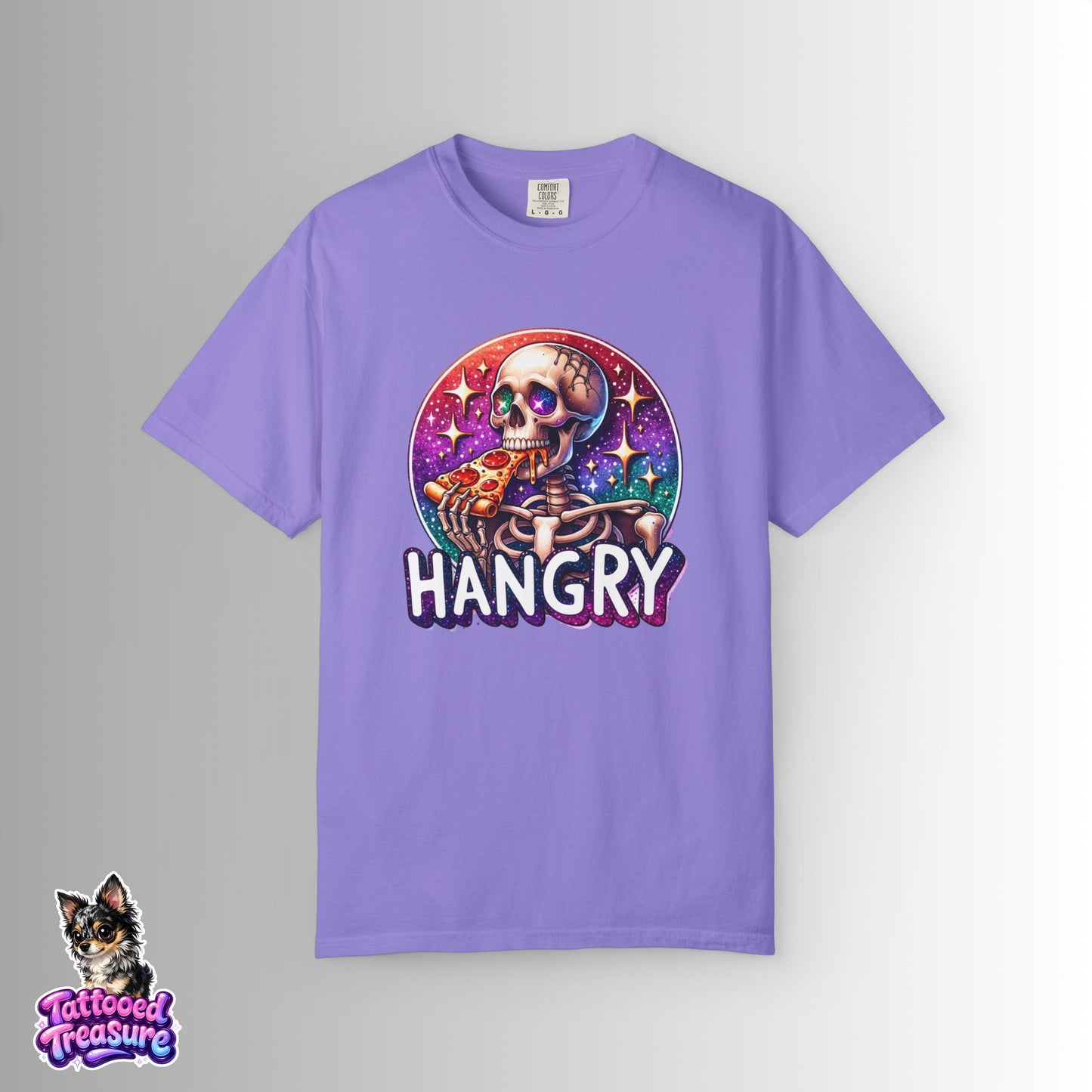 Hangry Skeleton Pizza T-Shirt — Cute Spooky Graphic Tee