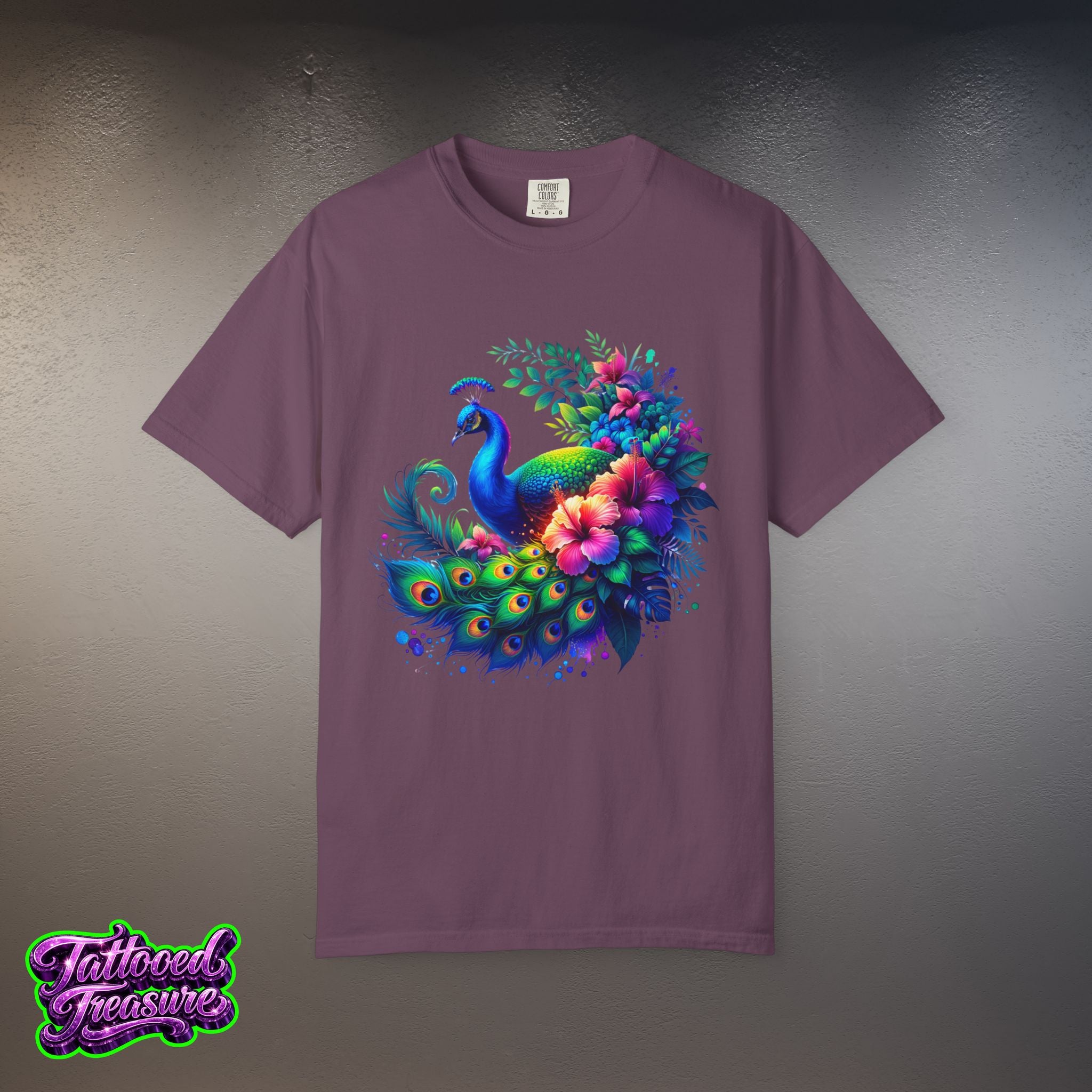 Peacock Floral T-Shirt — Vibrant Watercolor Peacock Tee