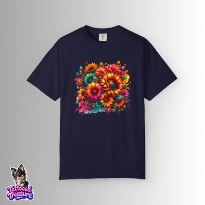 Sunflower Burst T-Shirt — Vibrant Floral Bouquet Graphic