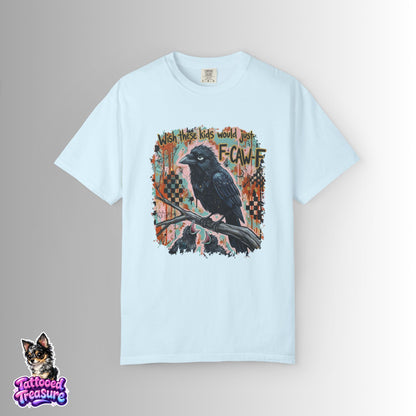Raven Graphic T-Shirt — 'F-Cawf' Grunge Crow Tee