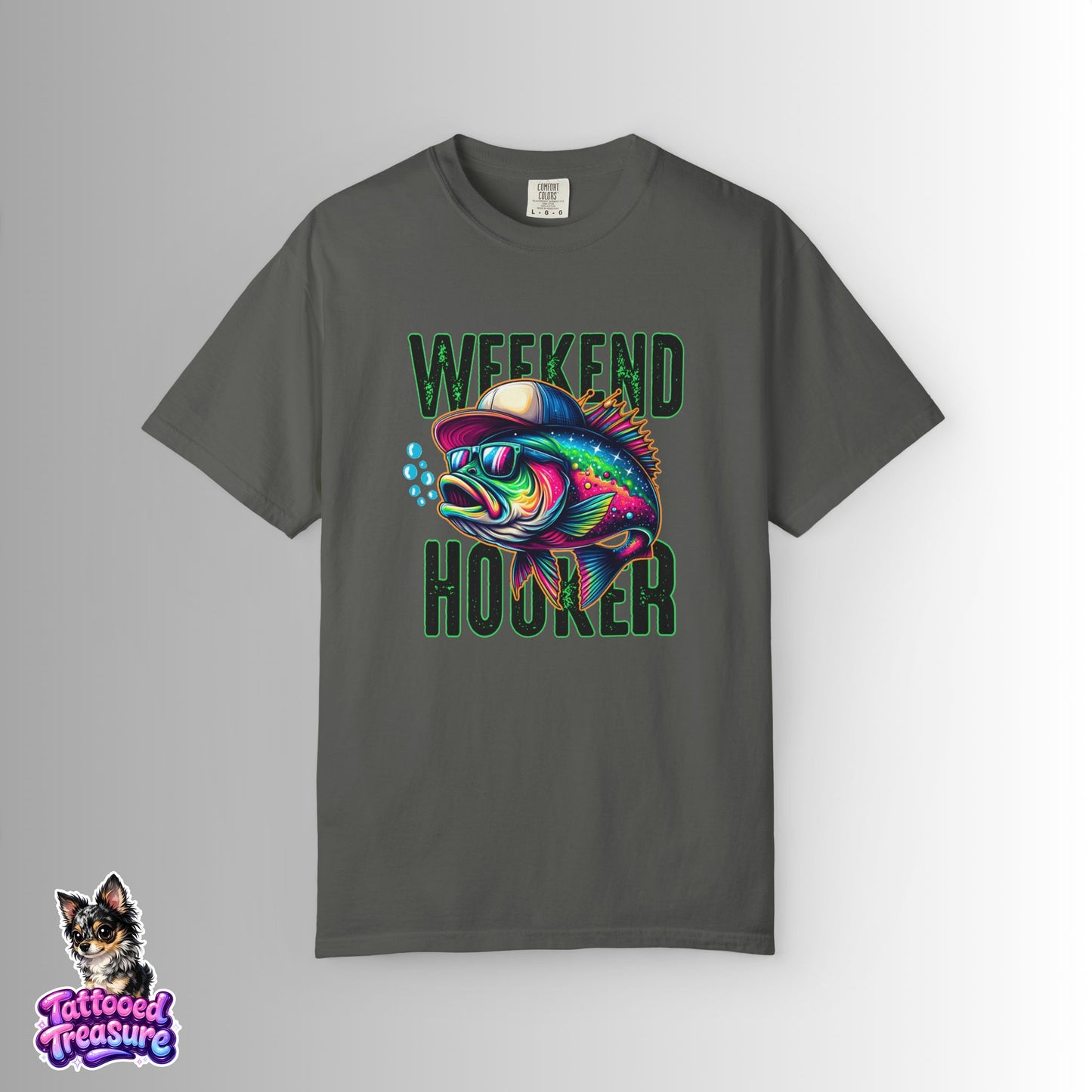 Weekend Hooker Fishing T-Shirt — Colorful Trout Graphic Tee for Anglers