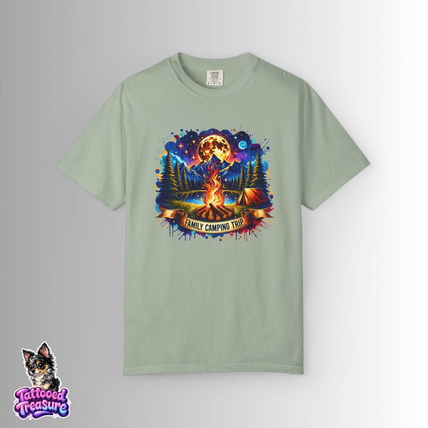 Camping Vibes T-Shirt — "Family Camping Trip" Campfire & Moon Graphic Tee